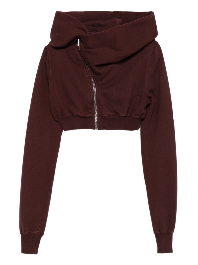 cowl-neck zip-front cropped sweatshirt 1