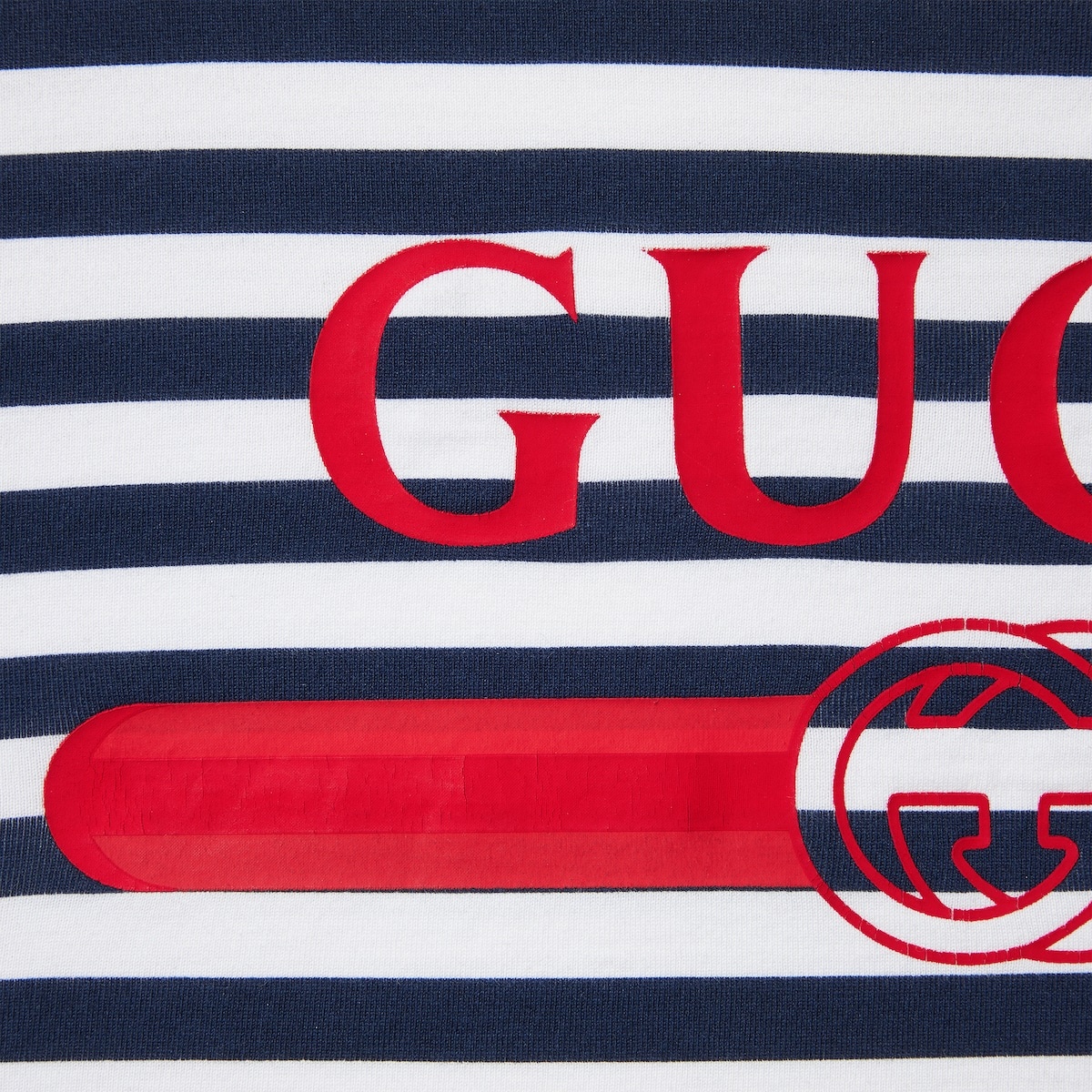 Striped cotton jersey T-shirt with Gucci print - 7