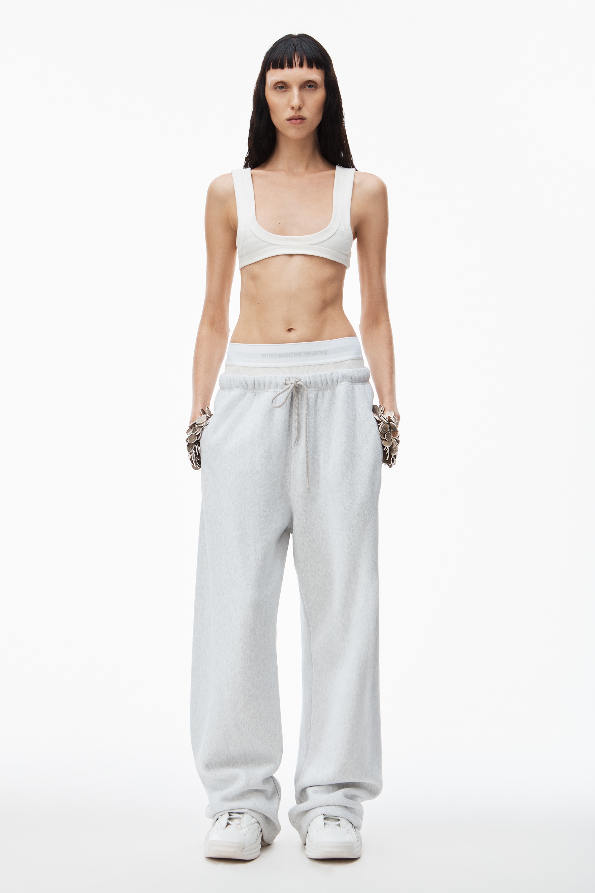 wide leg sweatpants with pre-styled logo brief waistband - 2