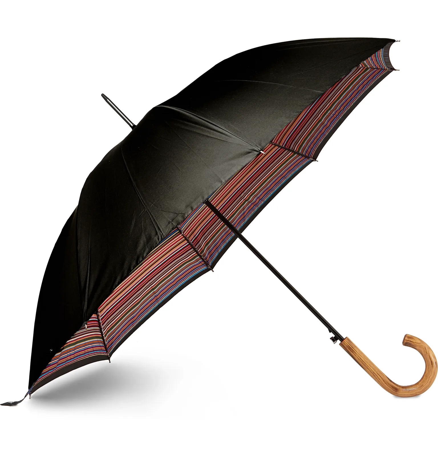 Striped Wood-Handle Umbrella - 1