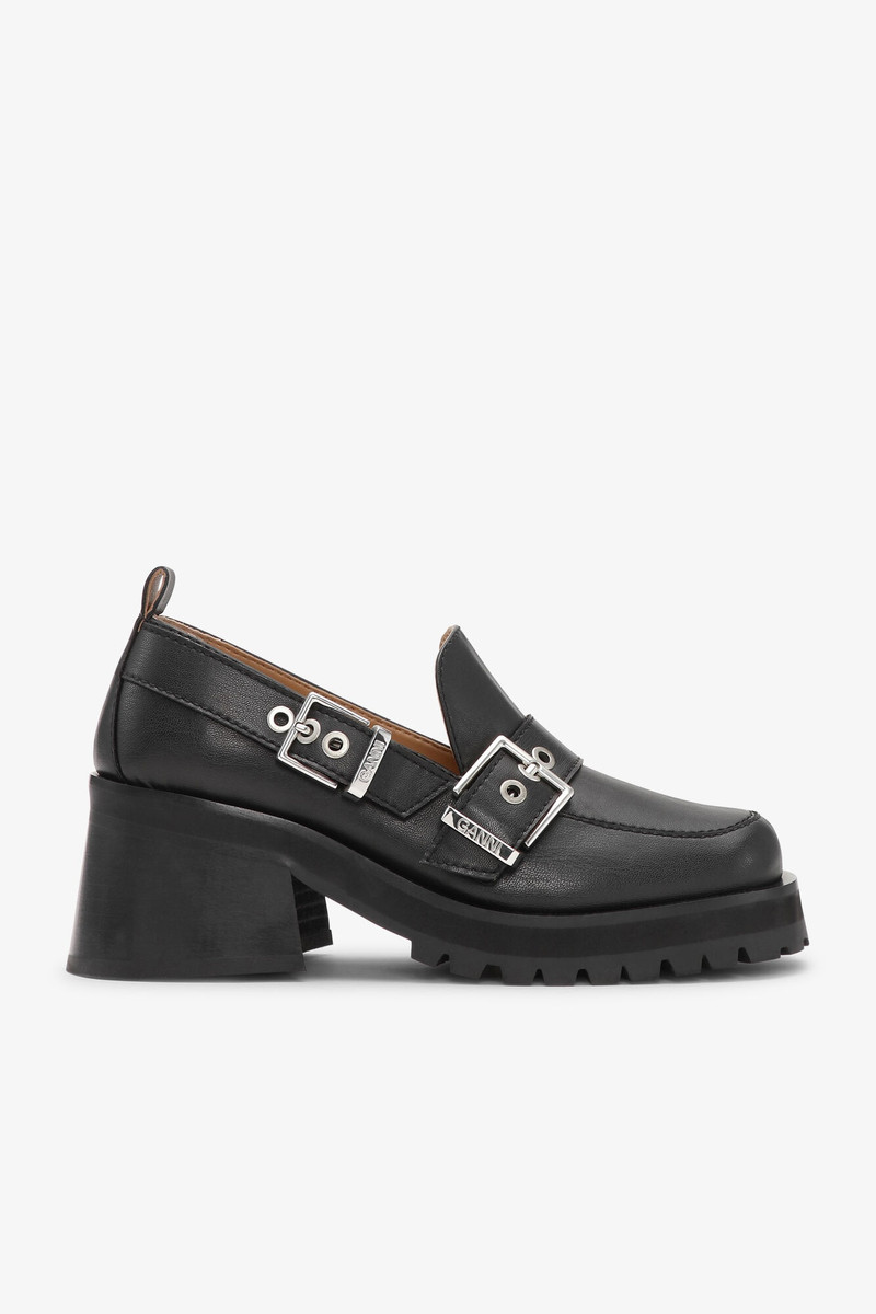 BLACK FEMININE BUCKLE PLATFORM LOAFERS 1