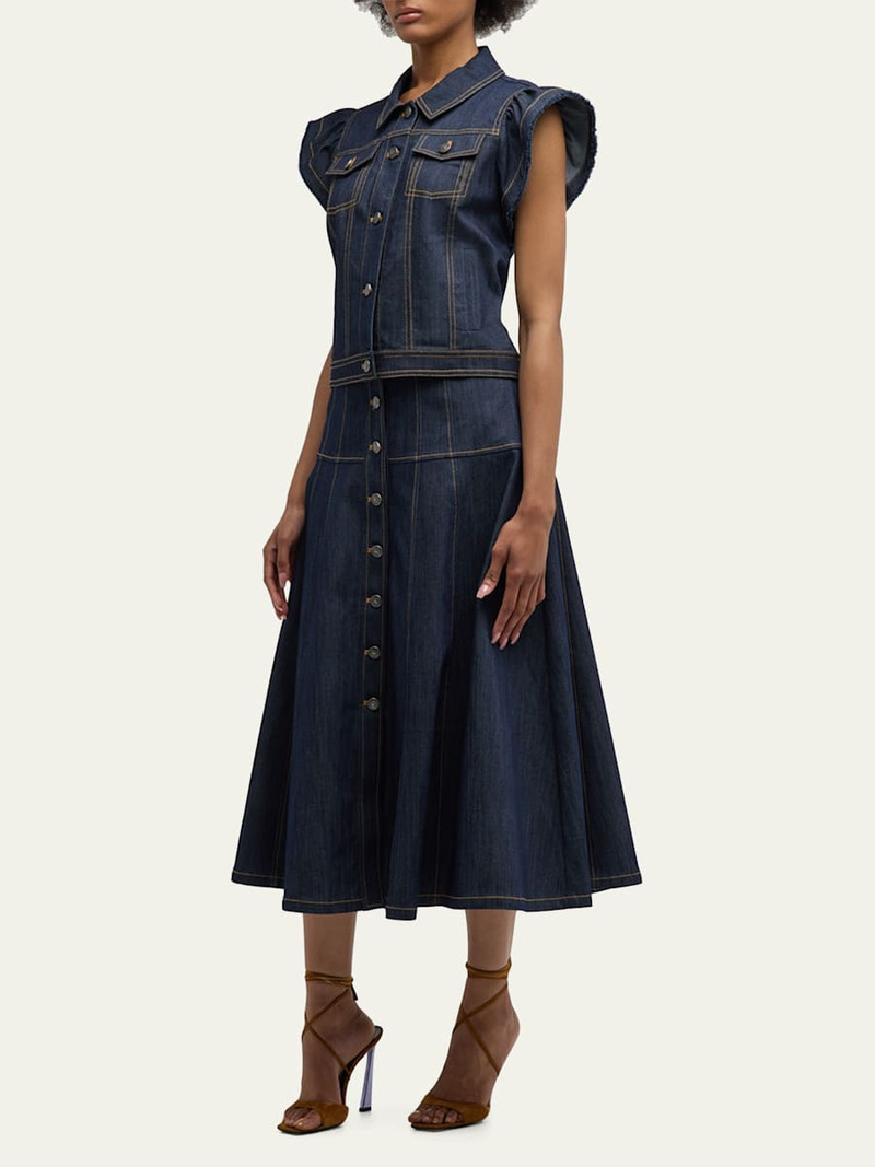 Cinq à Sept Veena Denim Midi Skirt outlook