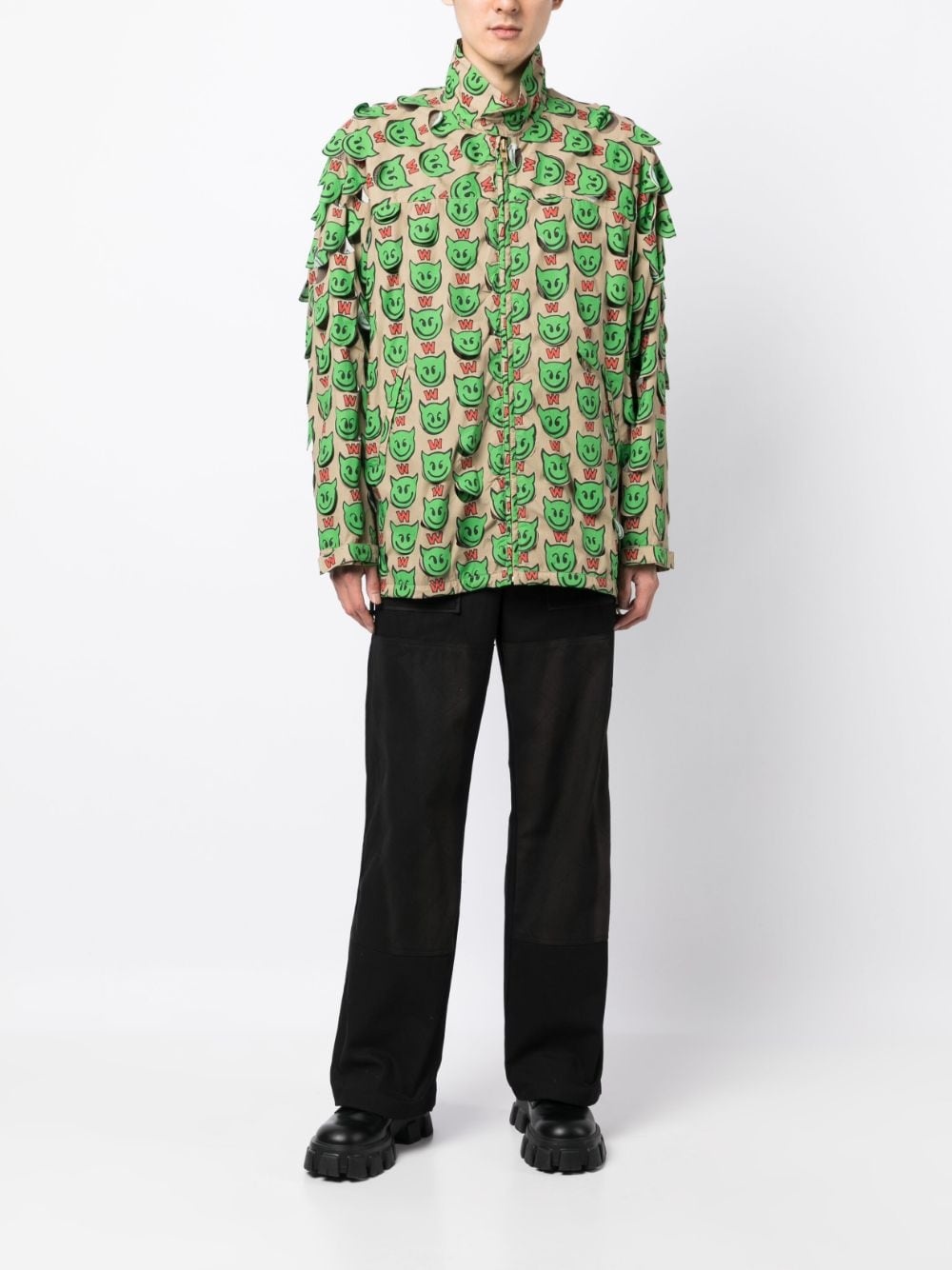 motif-print zip-up jacket - 2