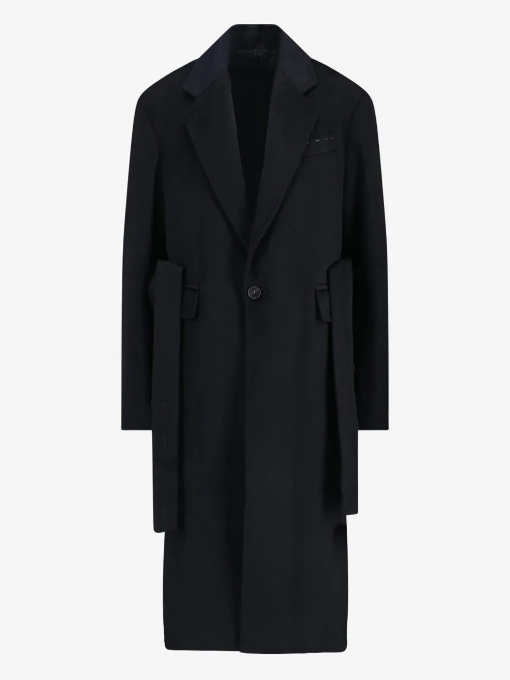 single-breasted belted coat - 1