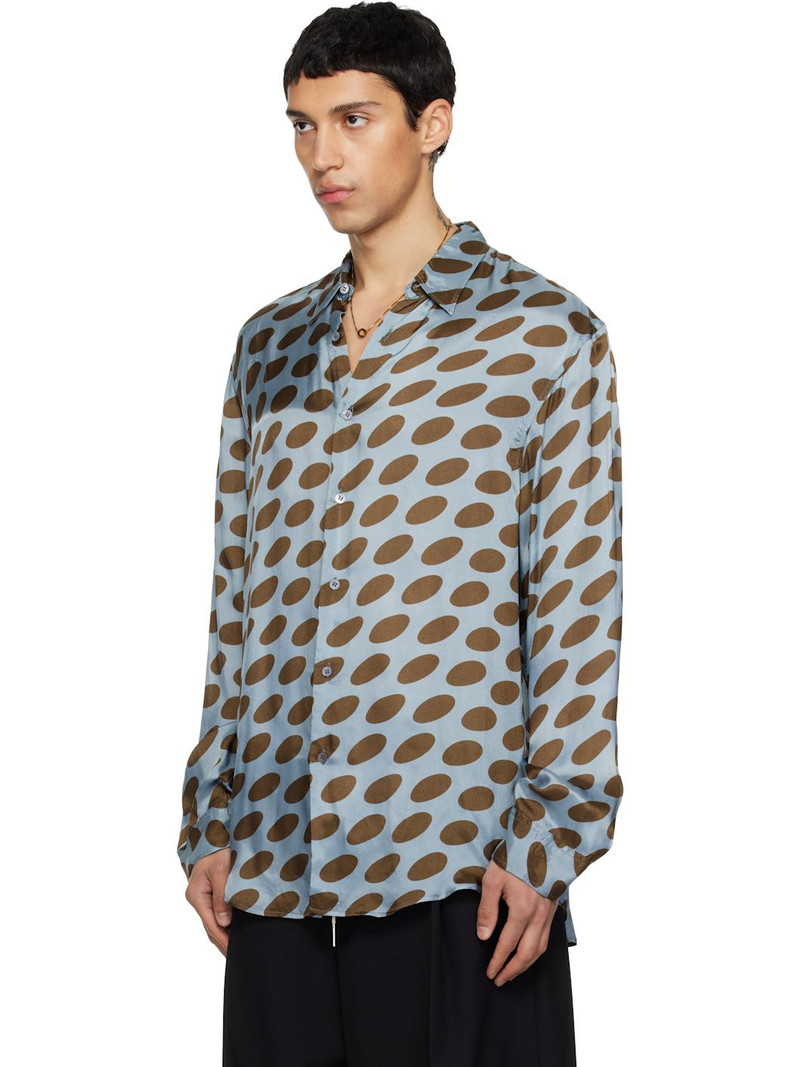 Dries Van Noten Blue & Brown Polka-Dot Satin Shirt outlook
