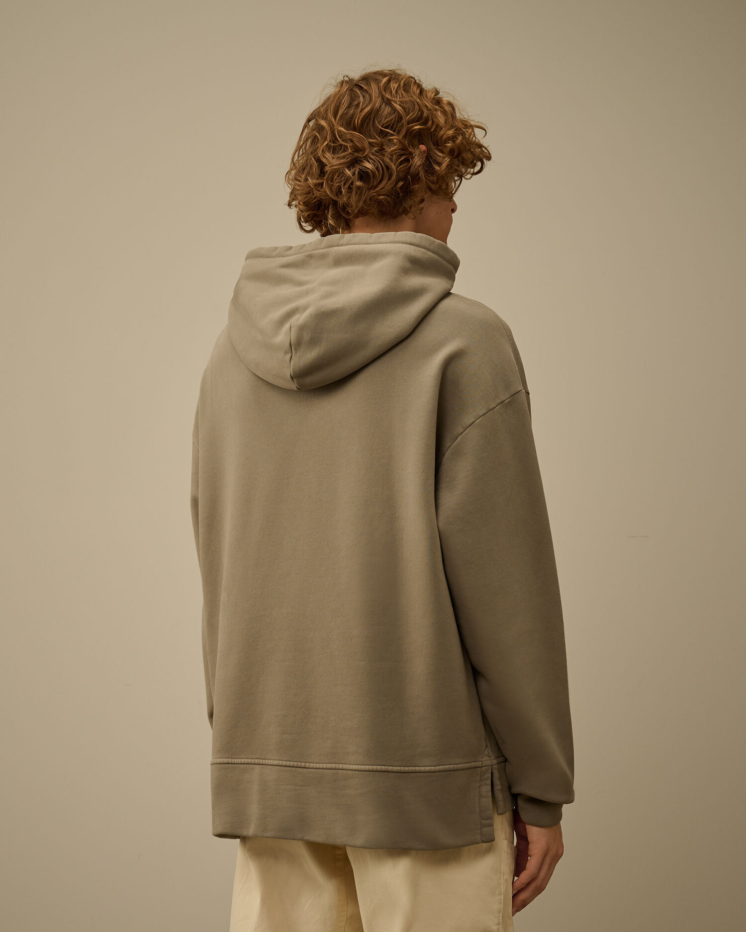 Brushed and Emerized Diagonal Fleece Boxy Hooded Sweatshirt - 4