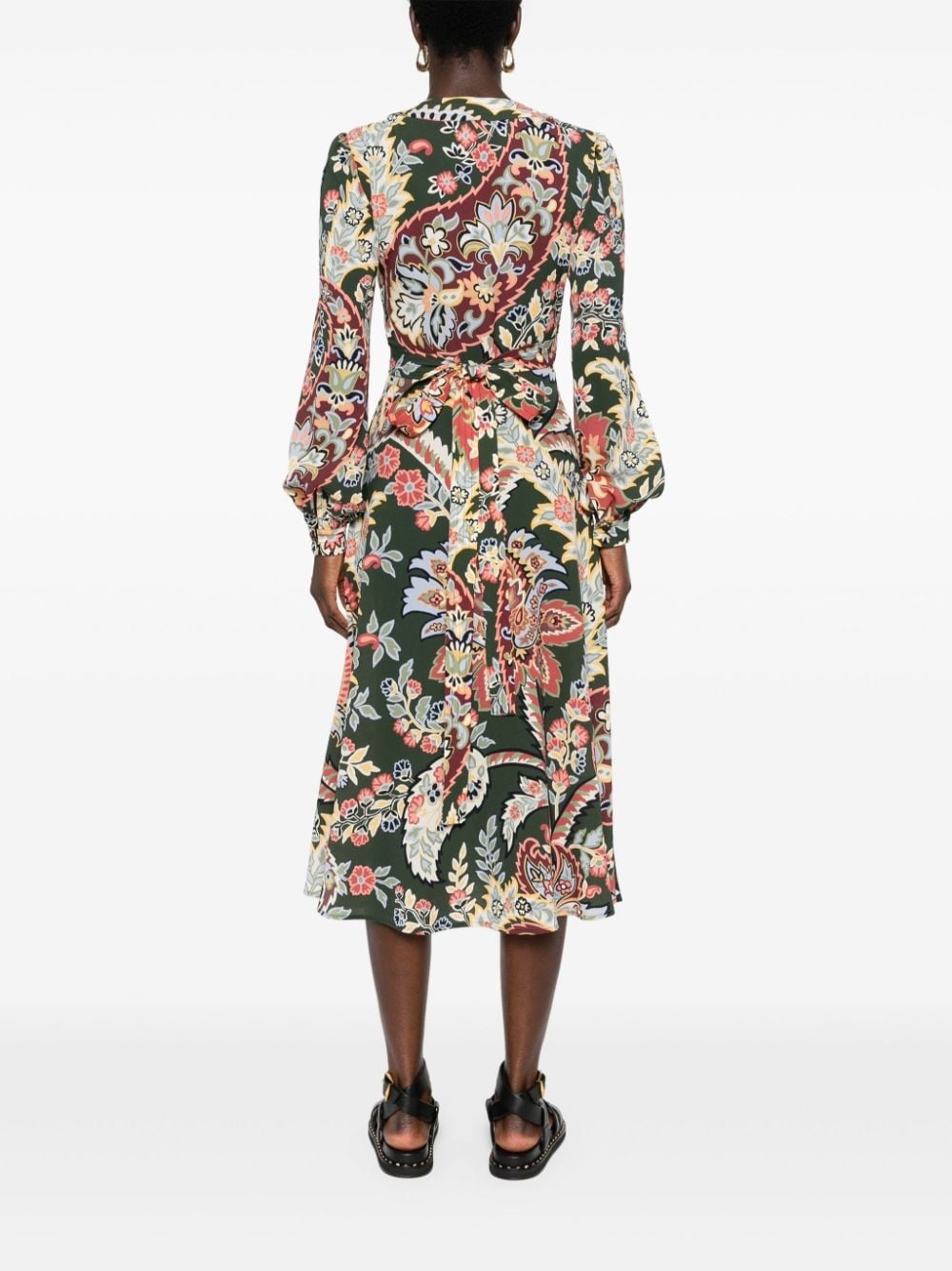 floral crepe wrap midi dress - 4