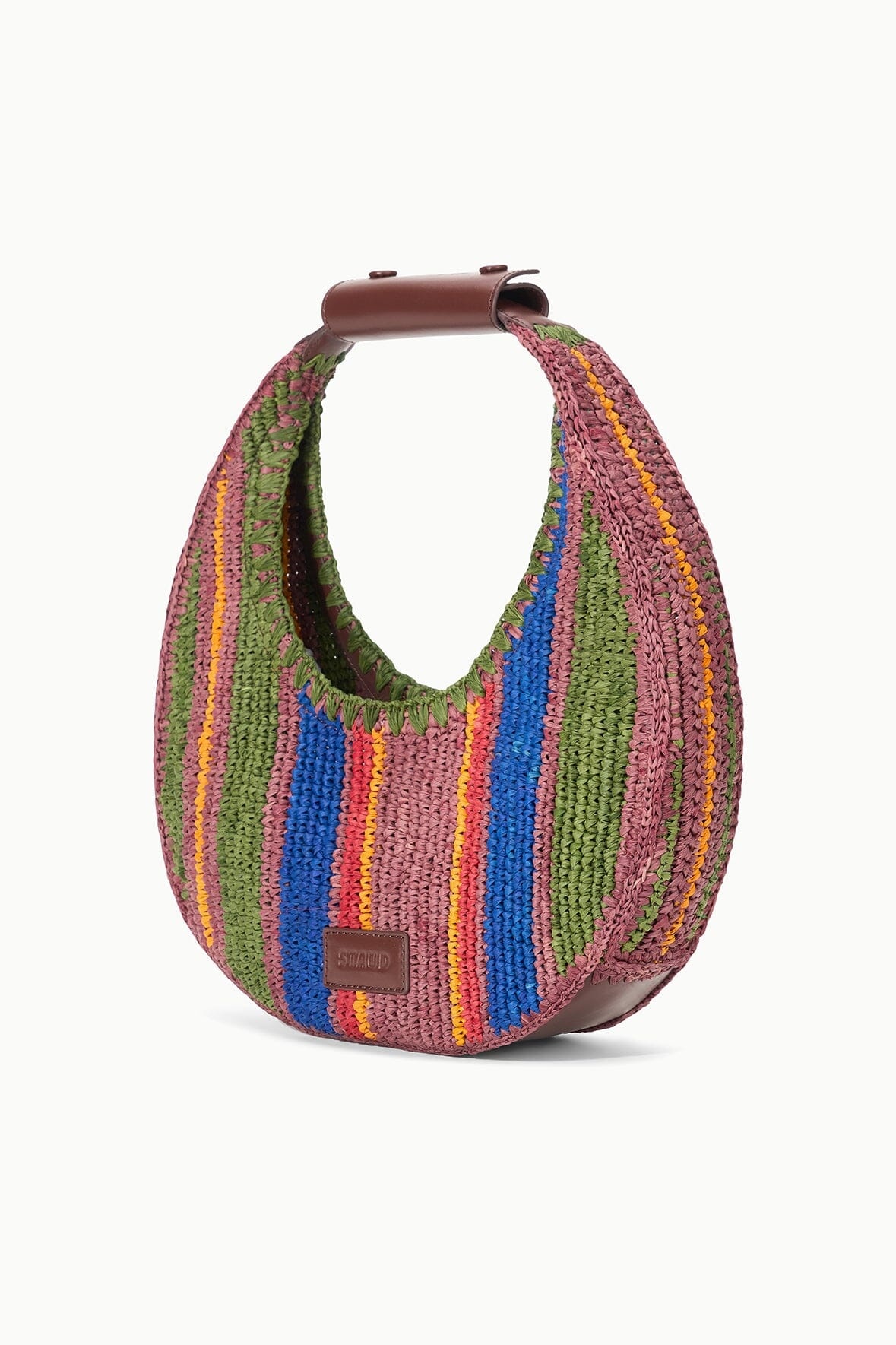 STAUD MOON TOTE BAG JUNGLE STRIPE RAFFIA - 3