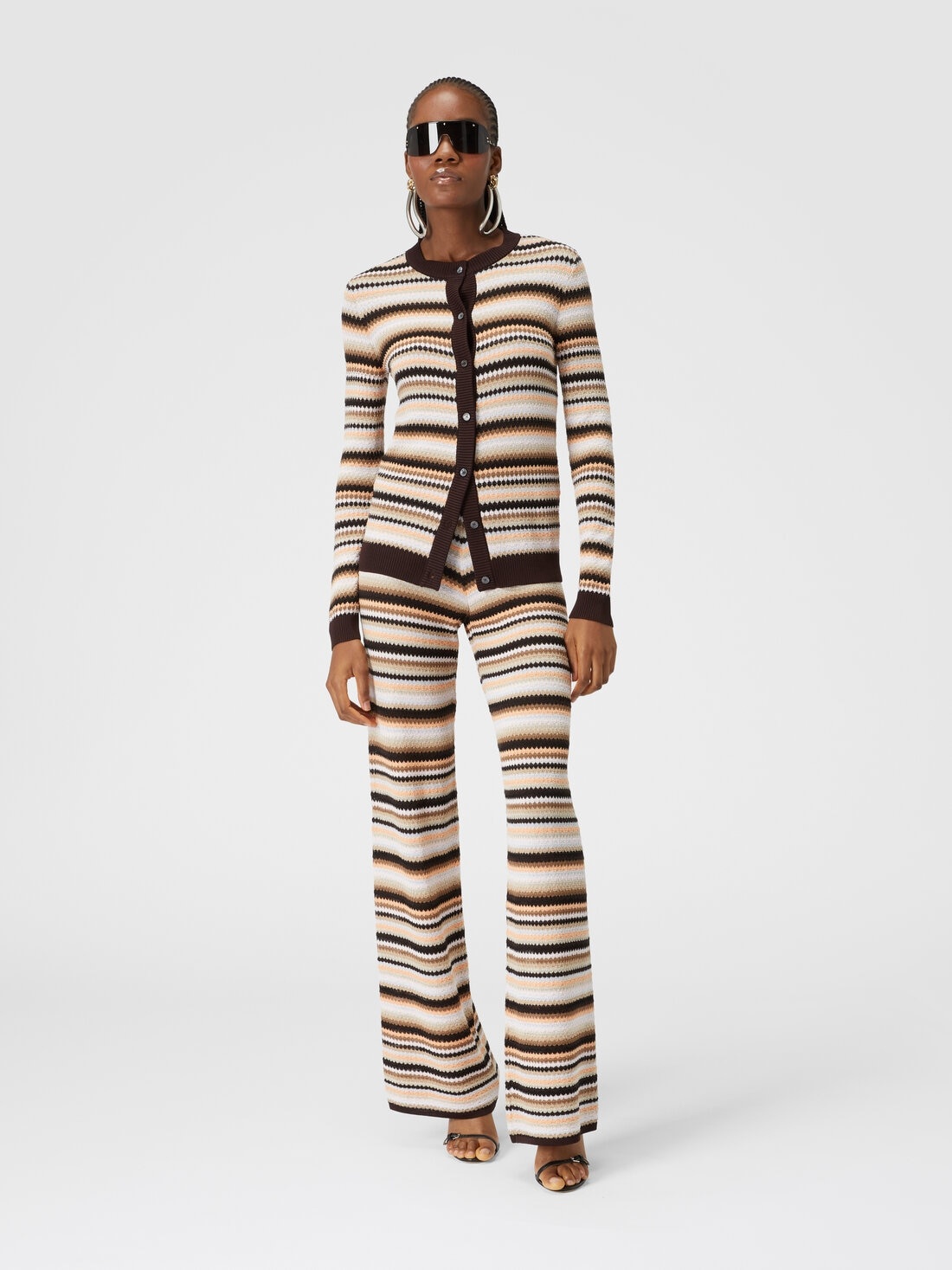 Straight trousers in striped cotton and viscose knit - 2