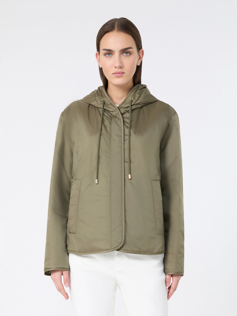 AGRESTE Padded, hooded jacket in water-repellent canvas - MUD 3