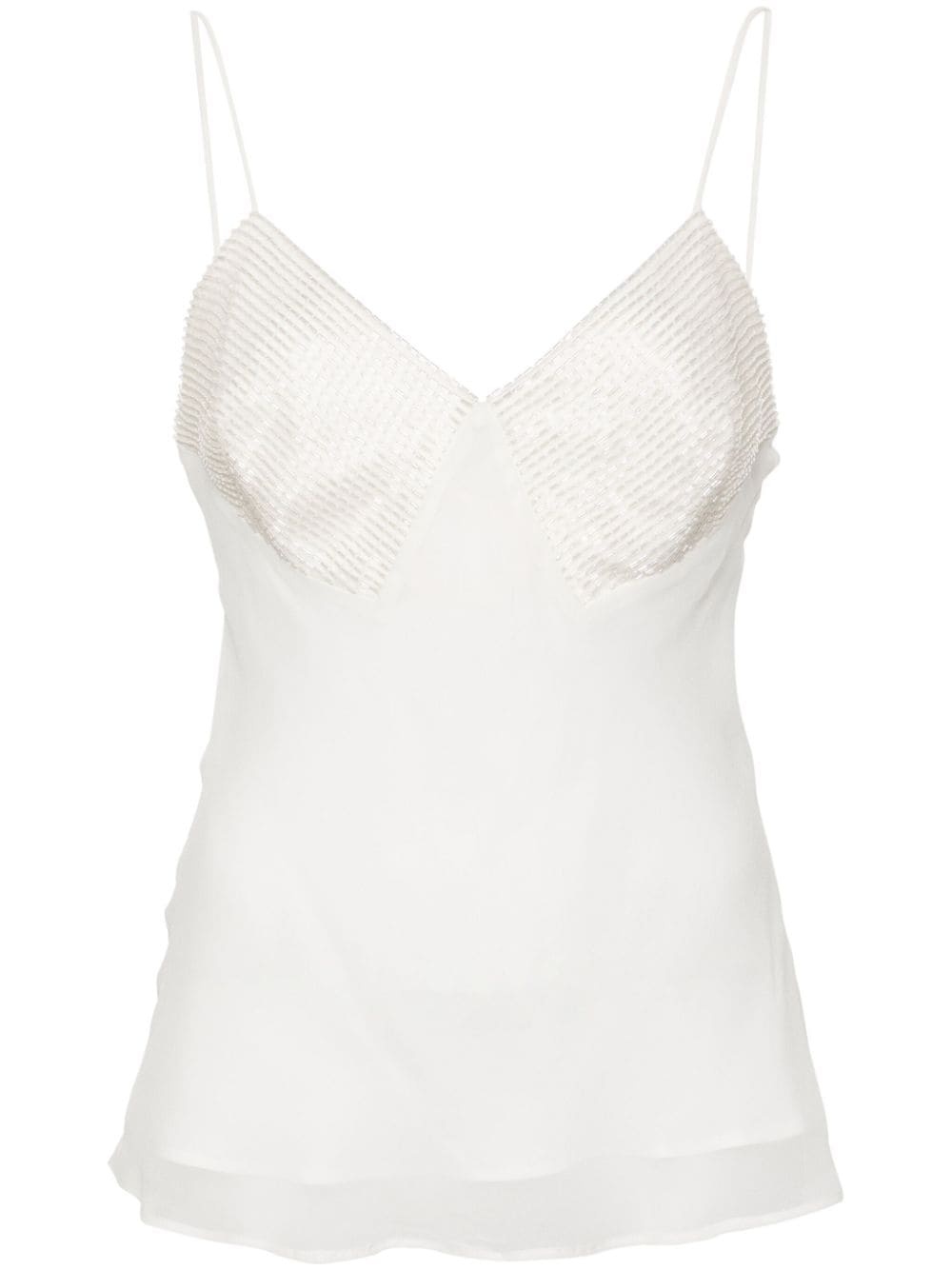 bead-detail silk tank top - 1