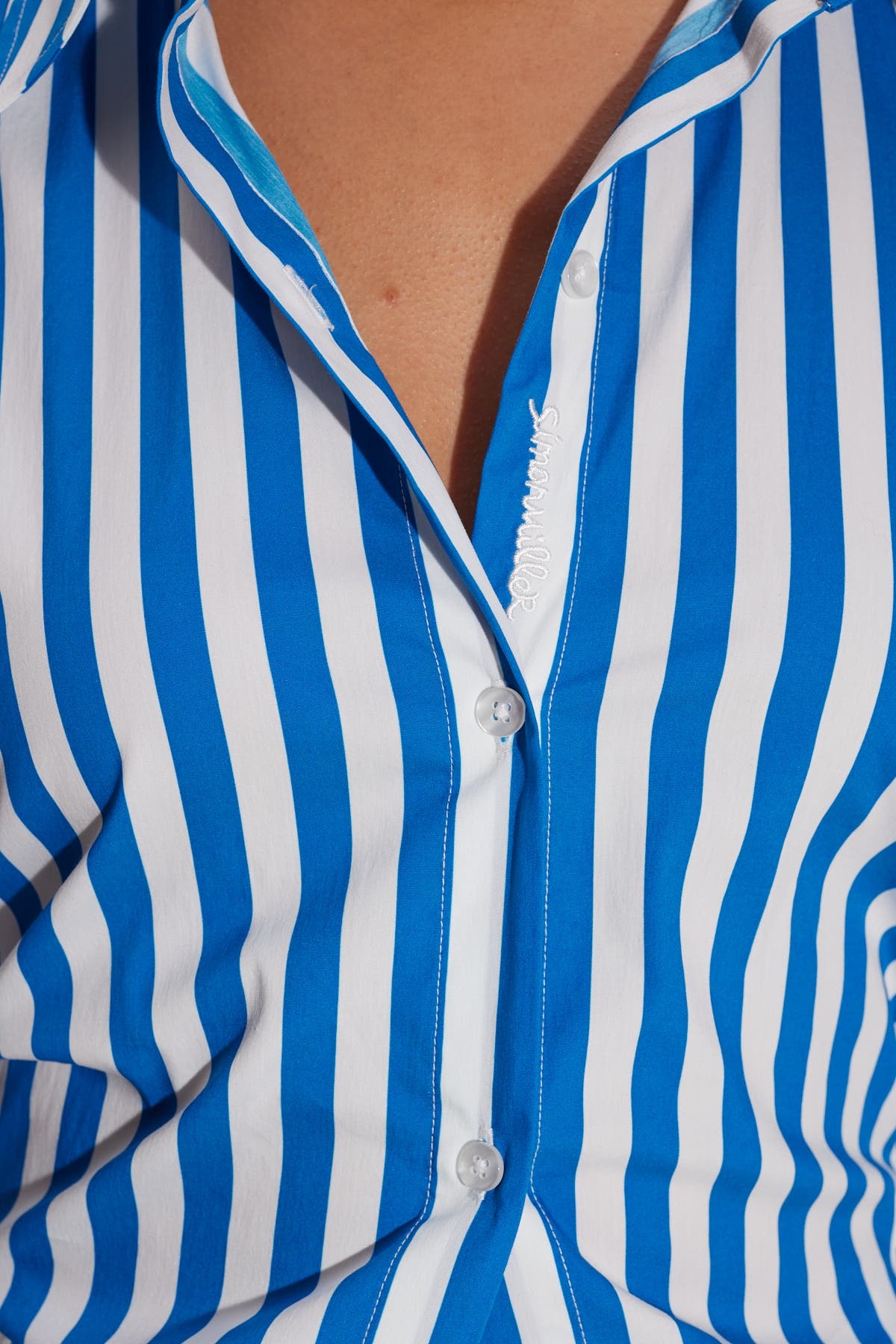 SIMONMILLER Loch Striped Poplin Button Up in Blue Stripe at Nordstrom - 4