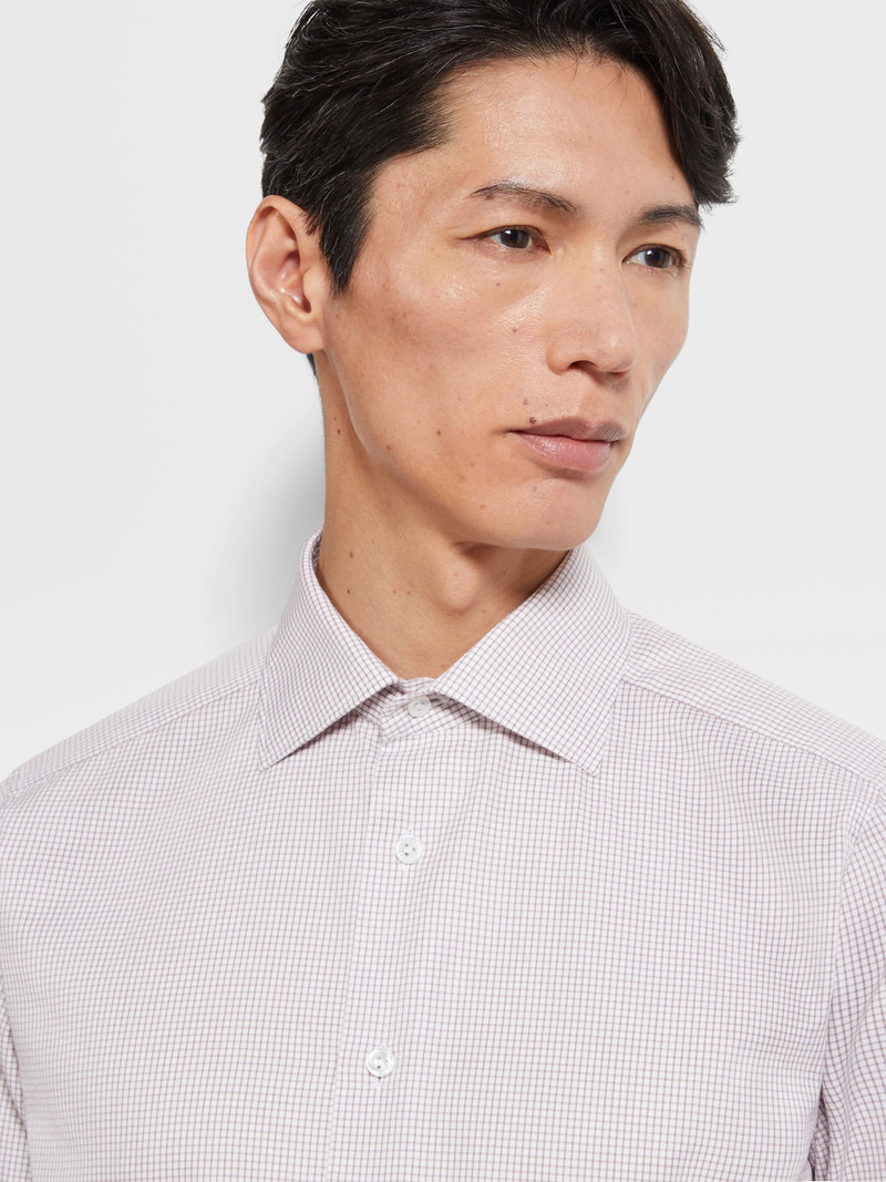 ZEGNA DARK PINK AND WHITE CHECKED CENTOVENTIMILA COTTON SHIRT outlook
