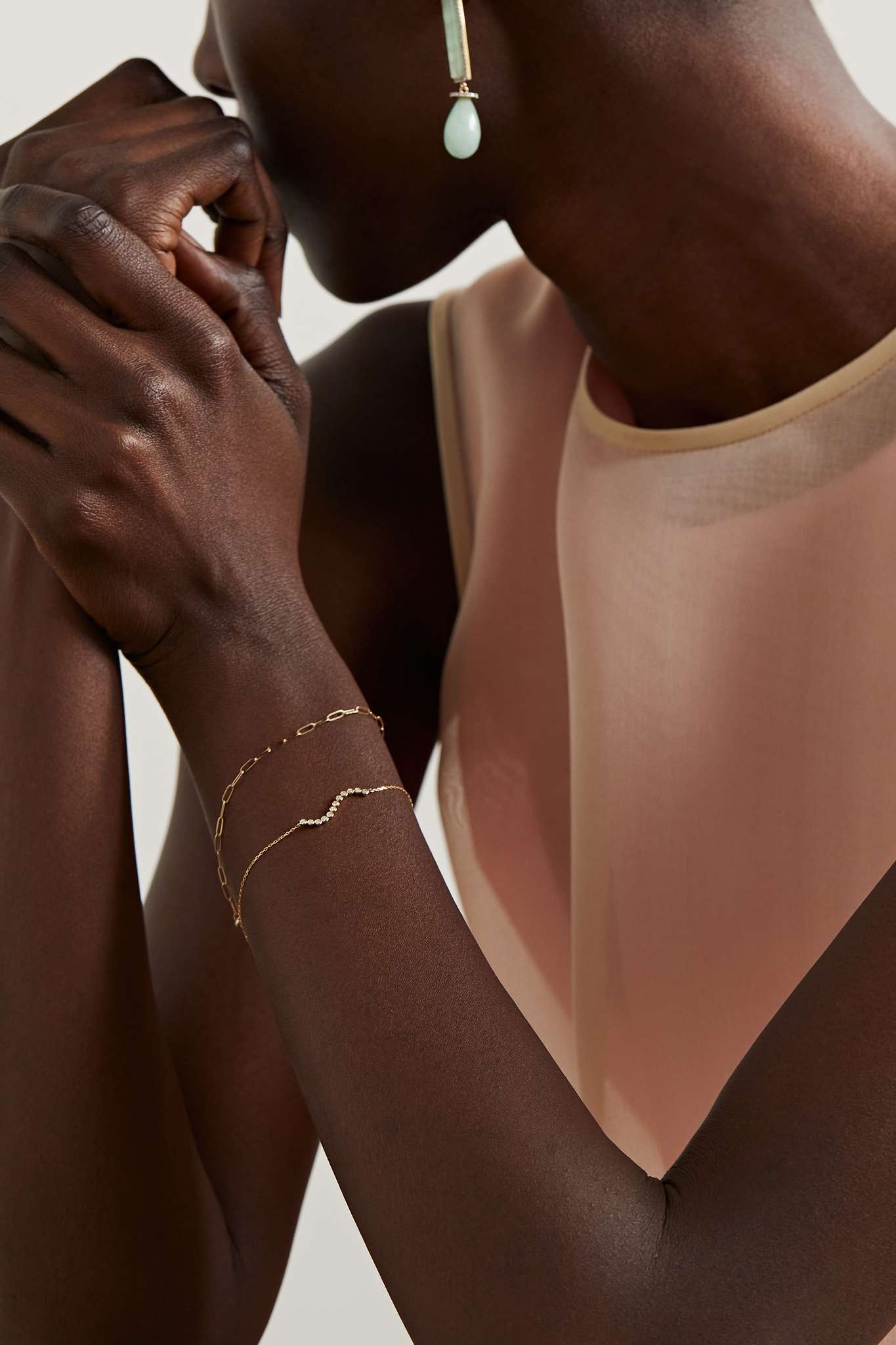 Wave 14-karat gold diamond bracelet - 5
