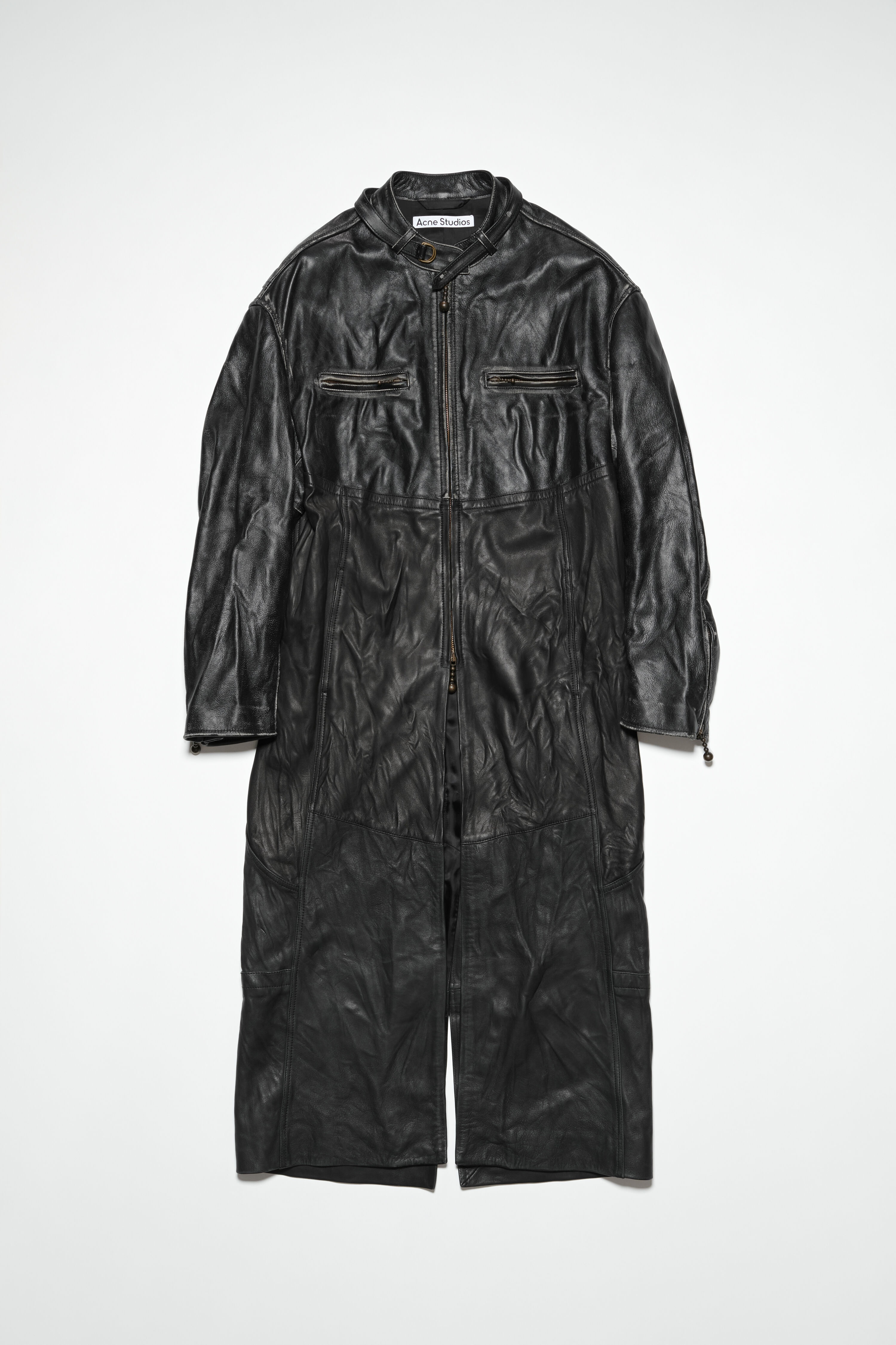 Long leather coat - Black - 7