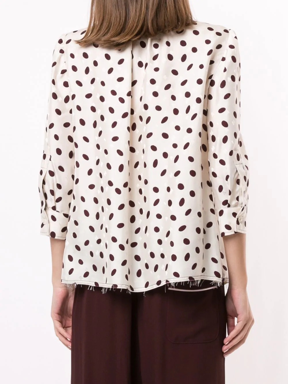 polka dot logo print blouse - 4