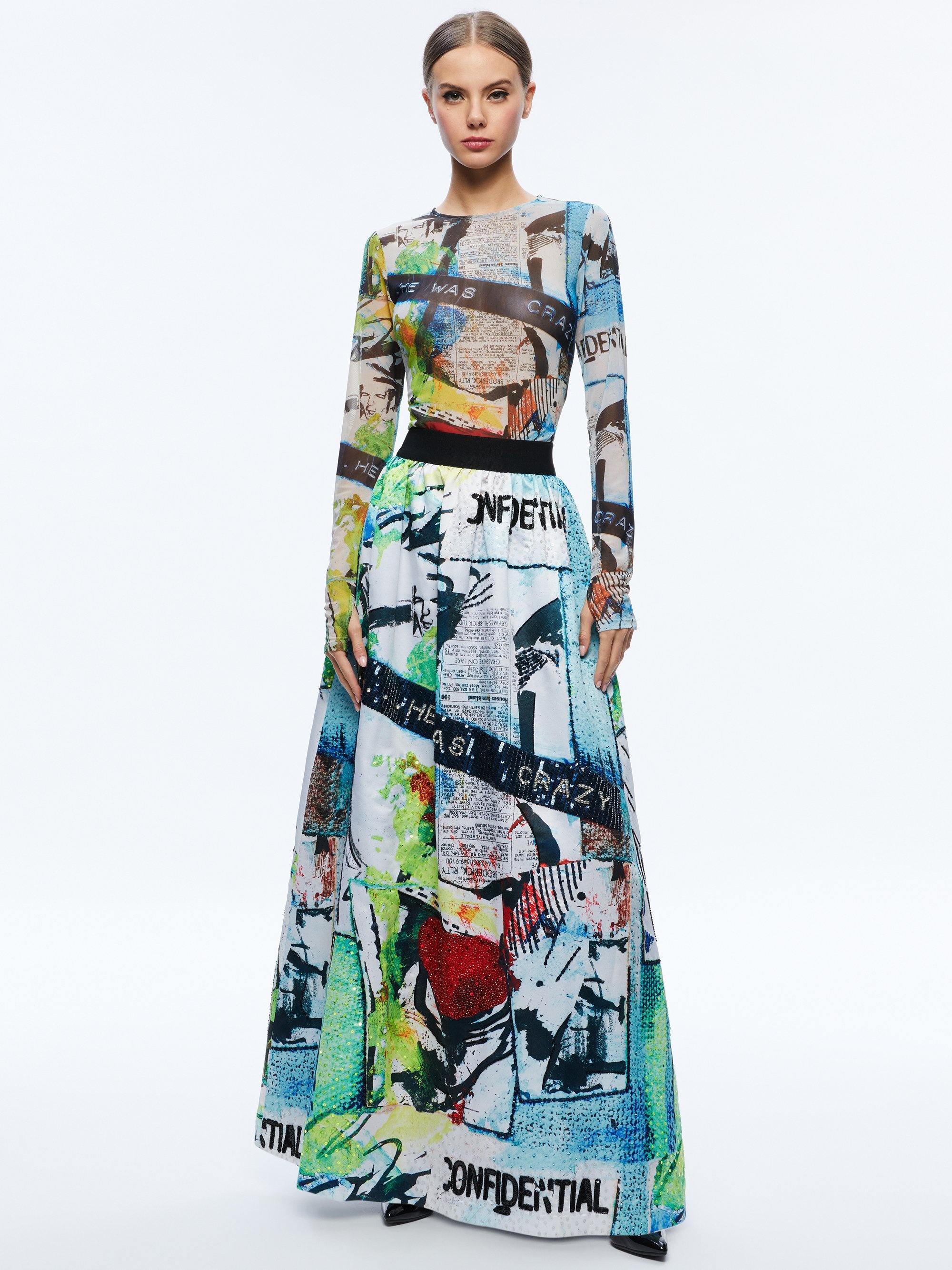 A+O X BASQUIAT TINA EMBELLISHED MAXI SKIRT - 4