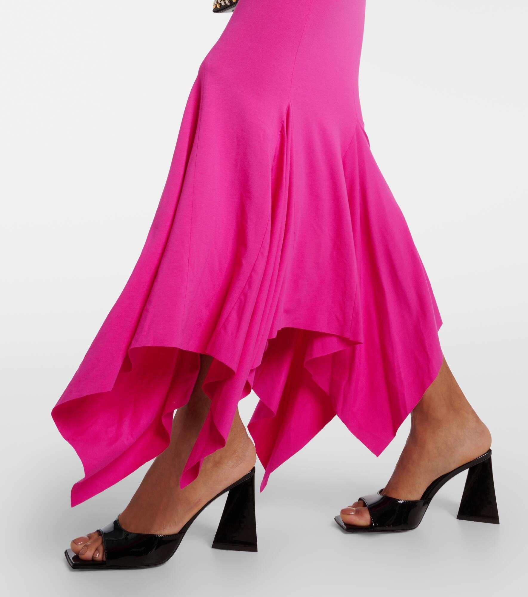 Draped asymmetric jersey midi dress - 6