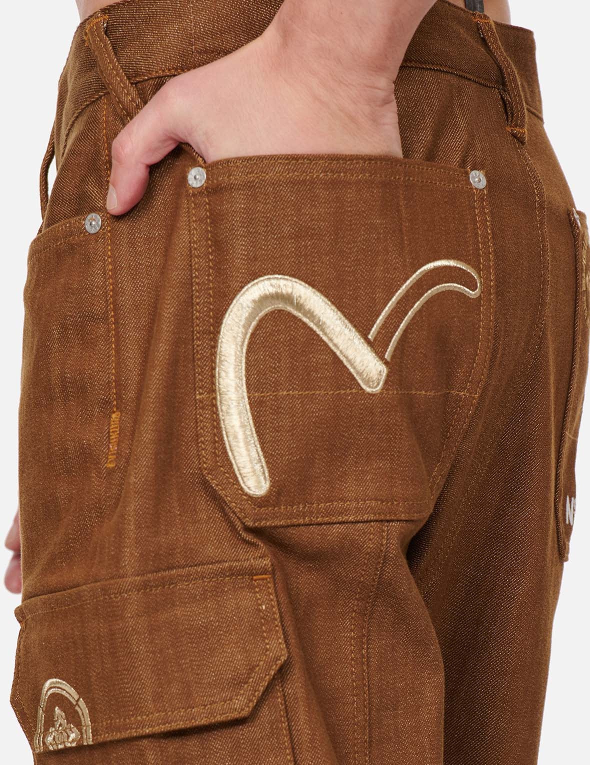 Kanji Embroidered Straight Fit Baggy Worker Jeans - 10