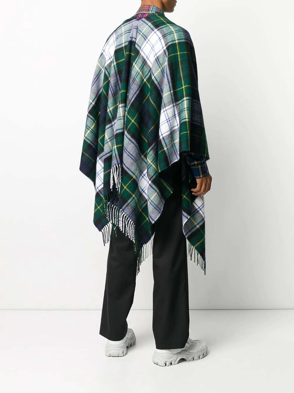 oversized plaid print poncho - 4