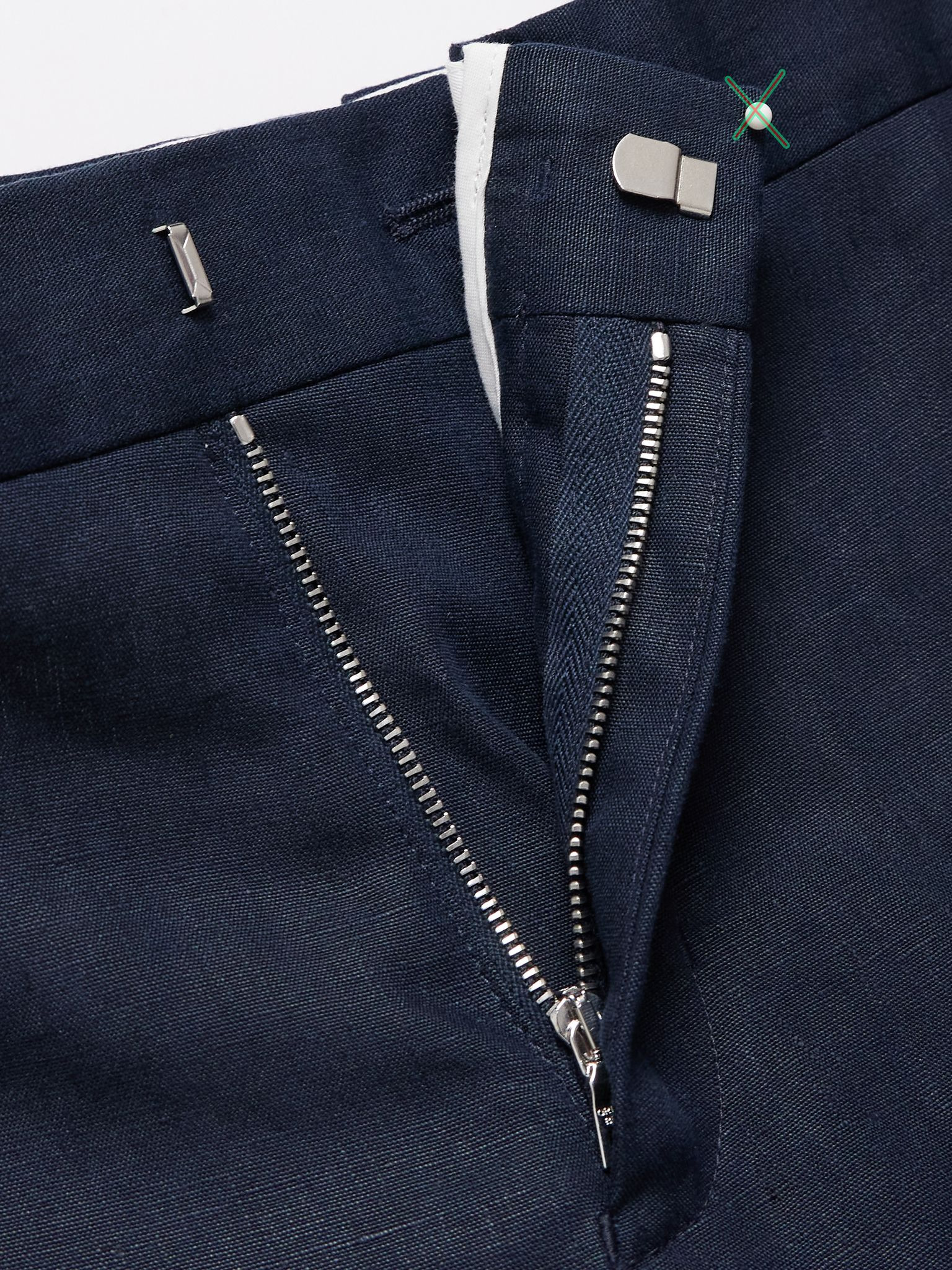 Griffon Tapered Linen Trousers Navy - 6