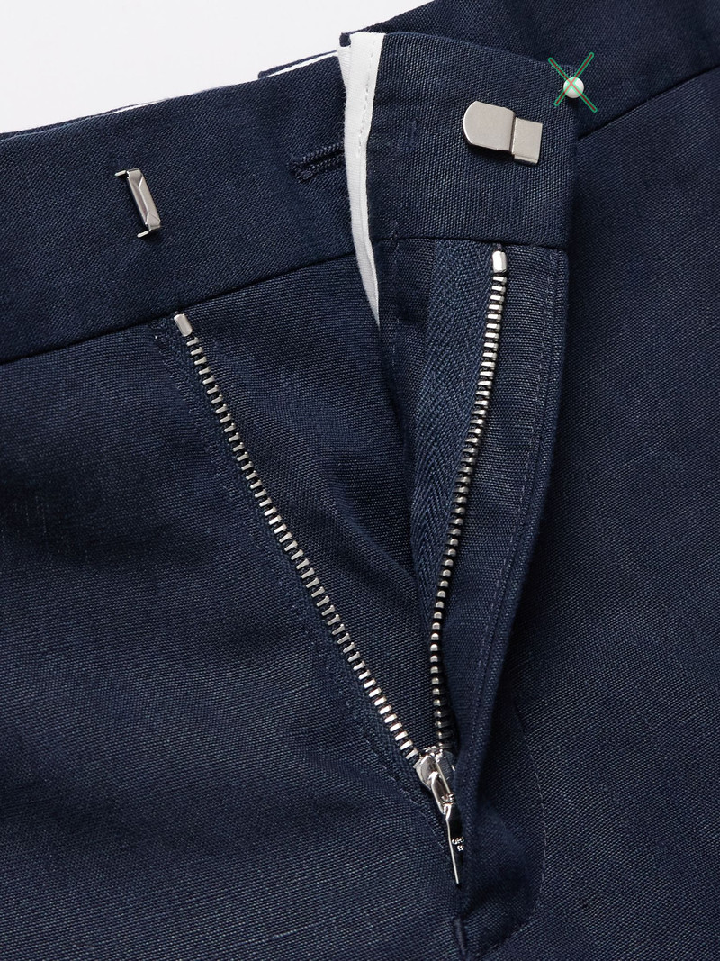 Griffon Tapered Linen Trousers Navy 6