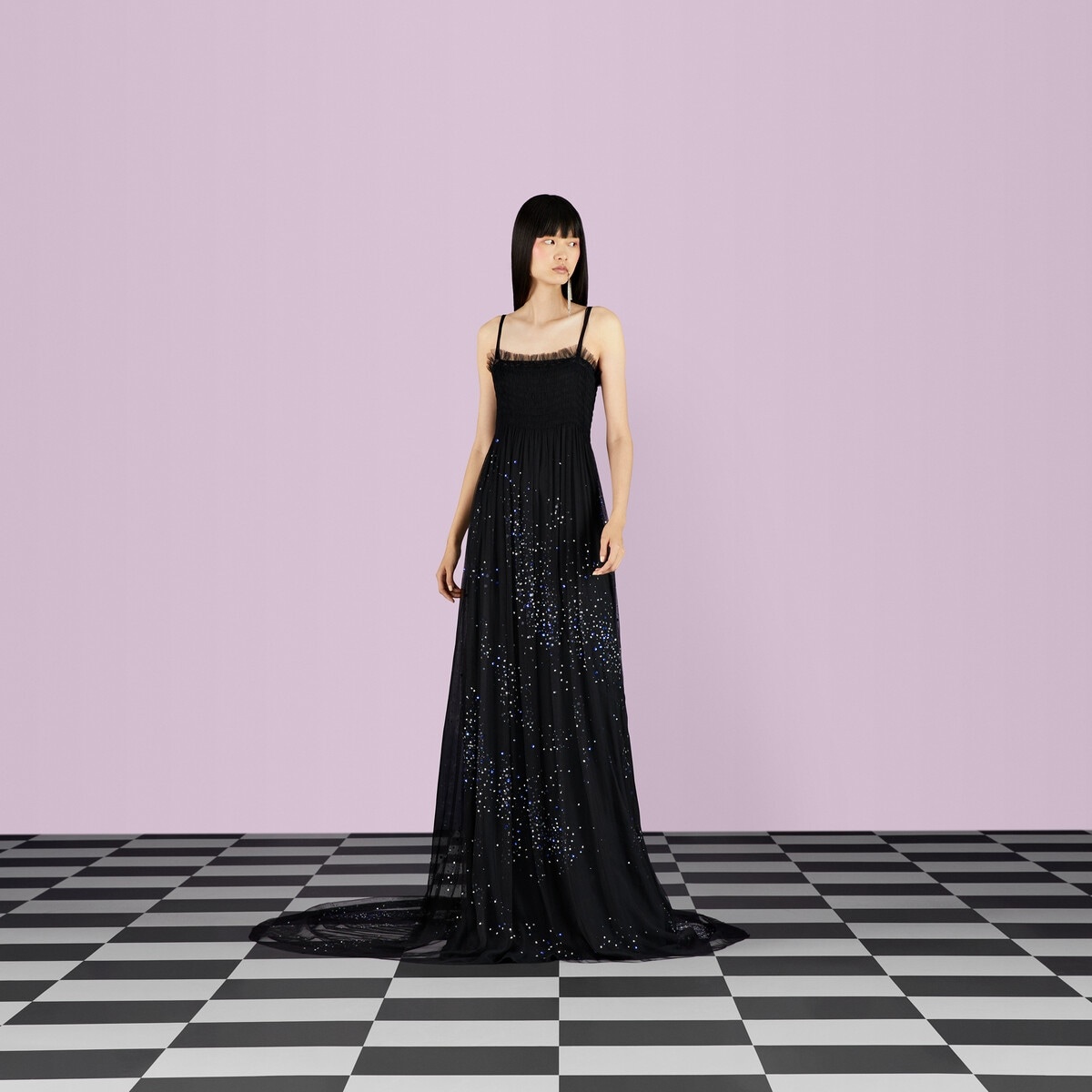Silk gauze dress with sequins - 6