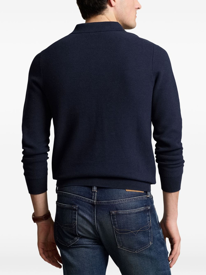 Pony- embroidered polo-collar sweater 4
