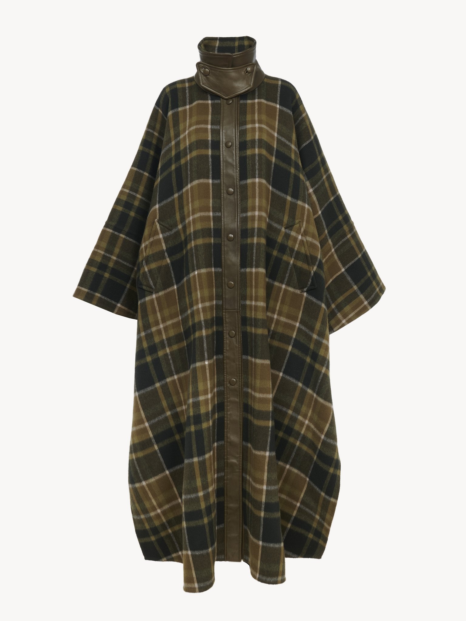 HIGH-NECK LONG COAT IN DOUBLE-FACE WOOL - 2