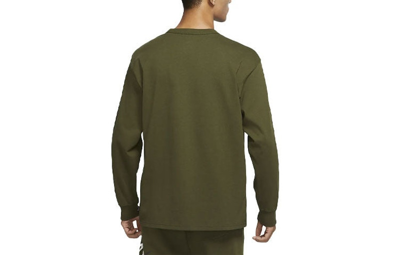Nike Men's Nike Solid Color Long Sleeves Round Neck Pullover Pocket Long Sleeves Green T-Shirt DD3875-326 outlook