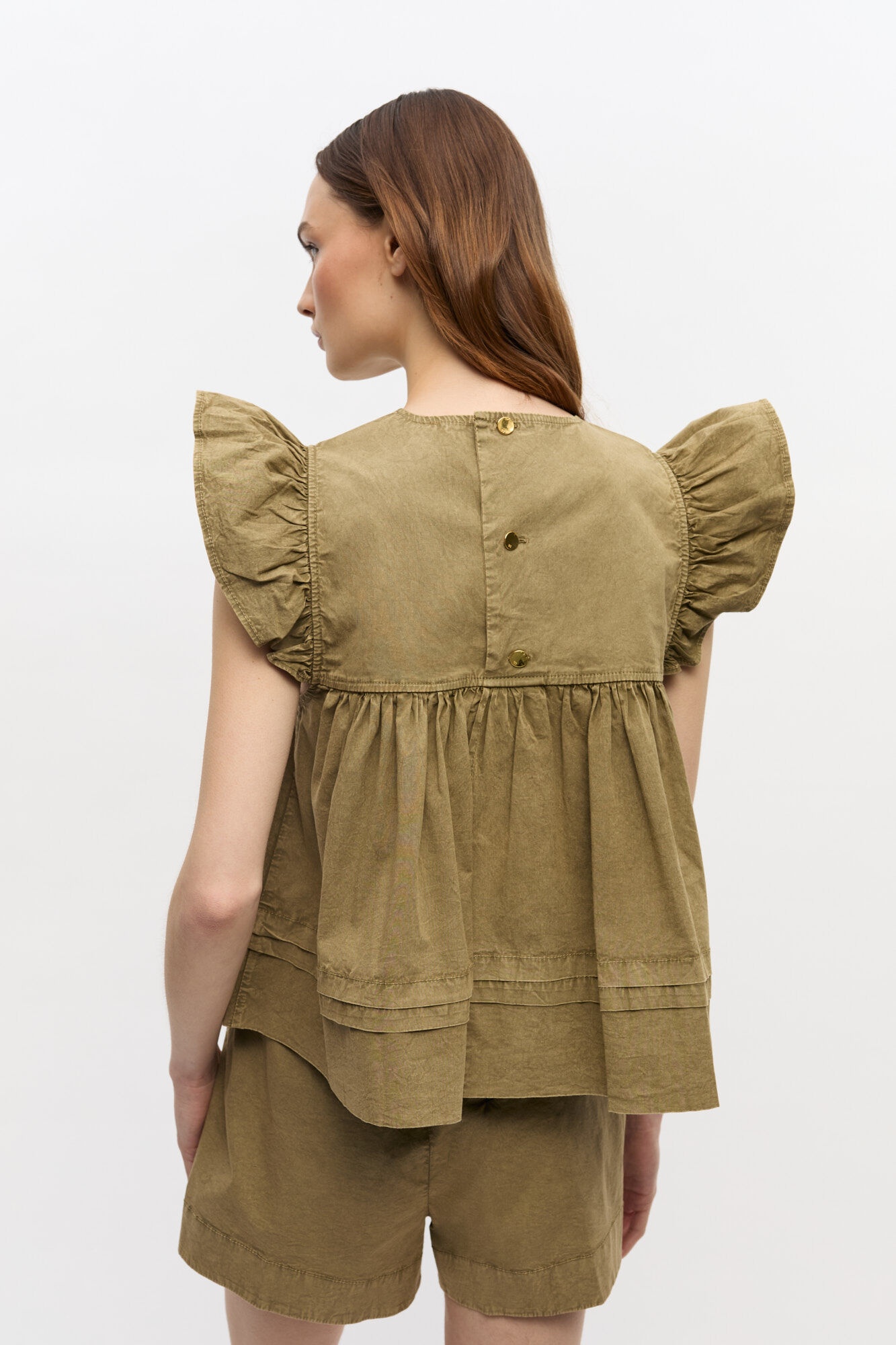 GREEN WASHED COTTON TOP - 4