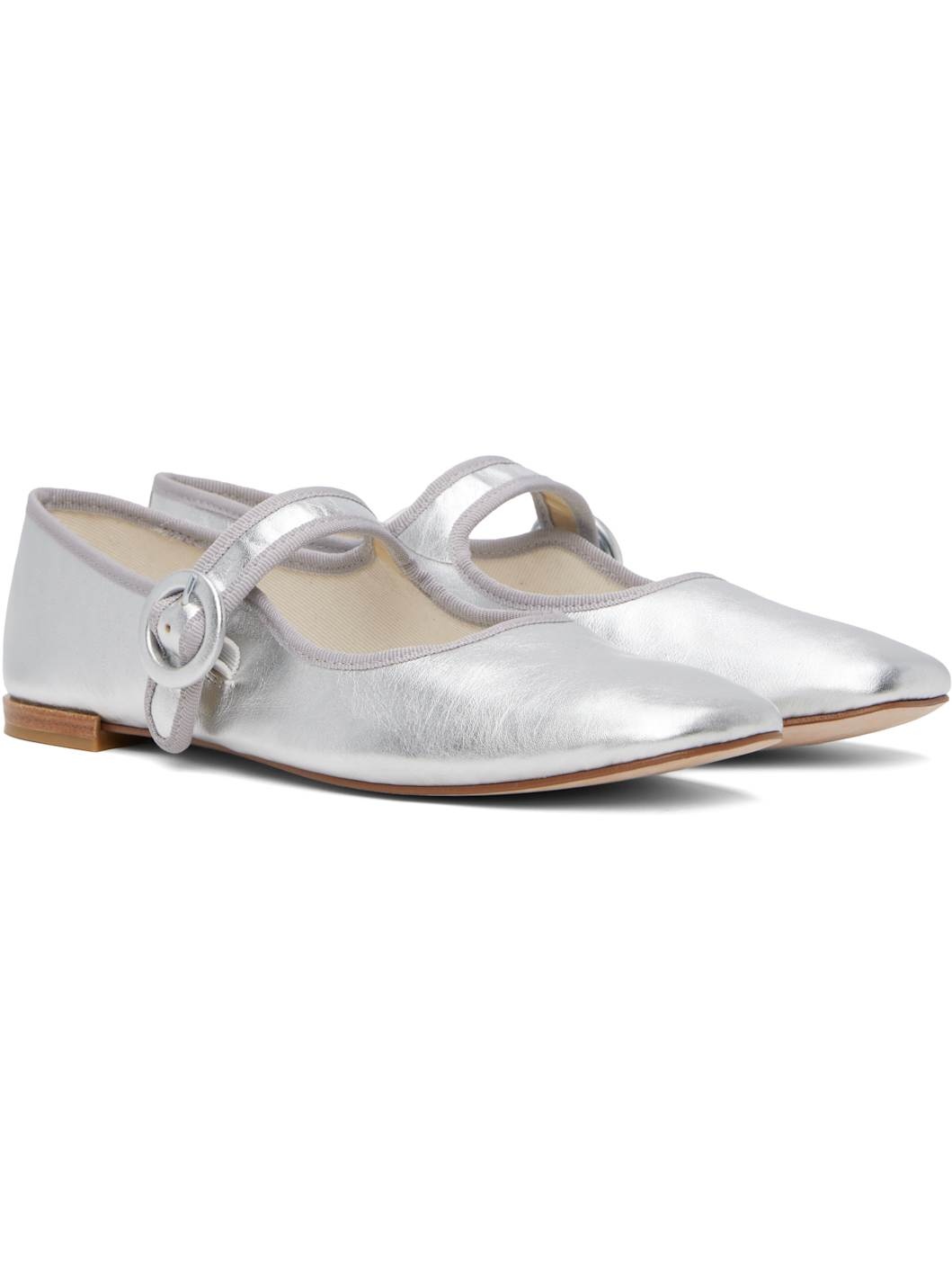 Silver Georgia Mary Jane Ballerina Flats - 4