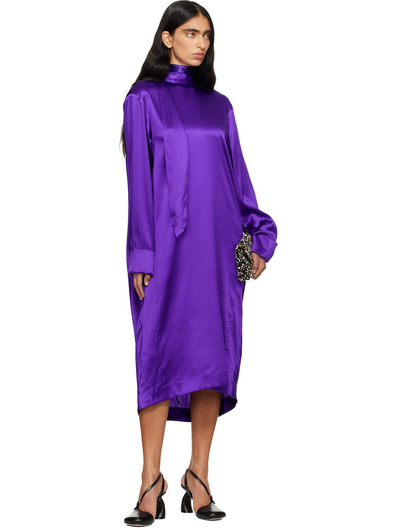 Dries Van Noten Purple Silk Midi Dress outlook