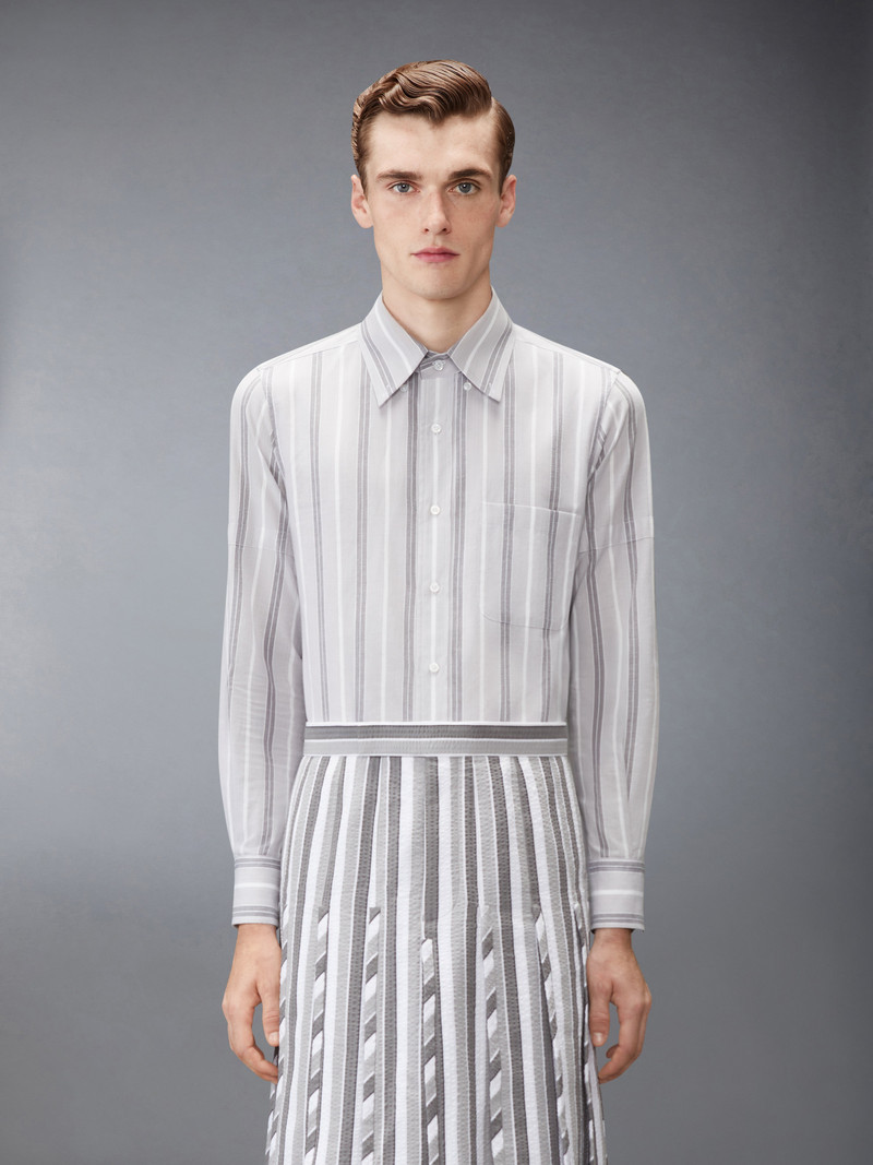 Thom Browne MADRAS COTTON REPP STRIPE ARMBAND SHIRT outlook