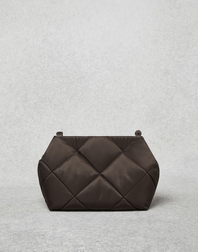 Matelassé nylon bag with shiny trim 1