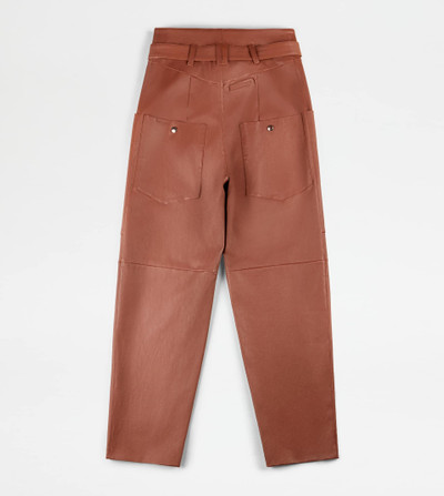 Tod's PANTS IN STRETCH NAPPA LEATHER - BROWN outlook
