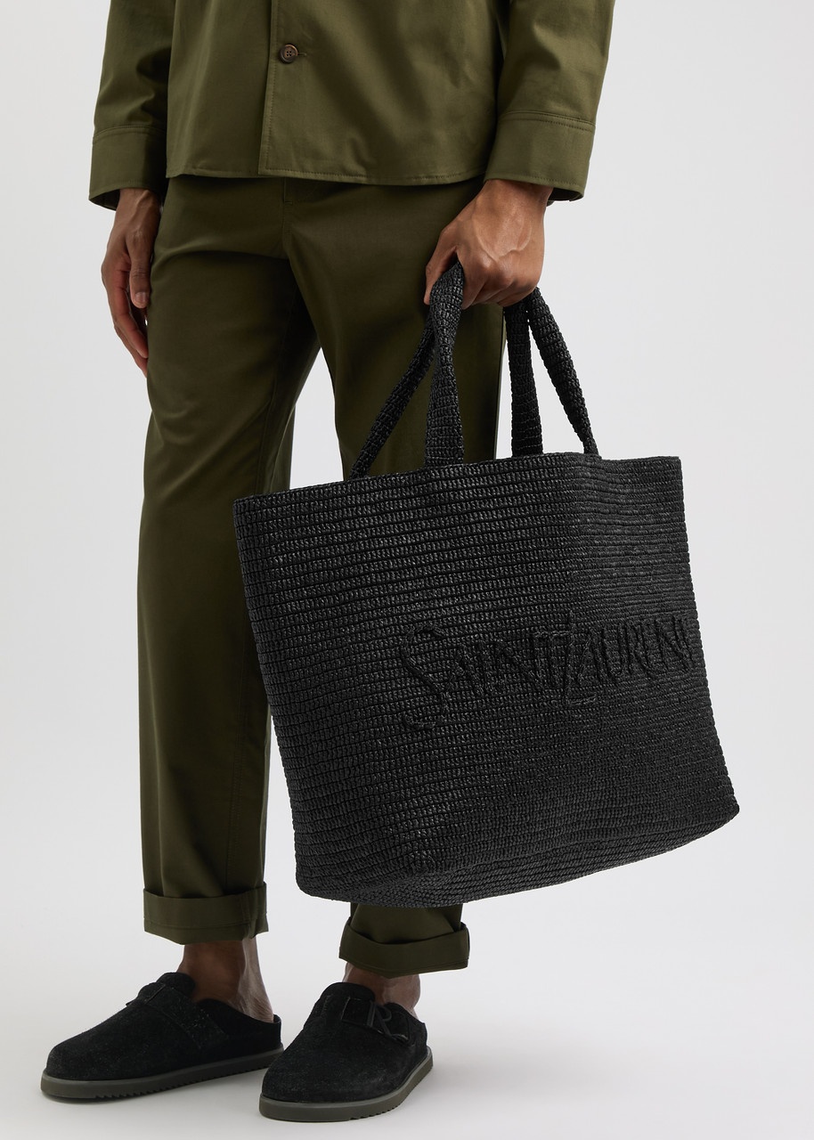 Saint Laurent Logo-embossed Raffia Tote - 5