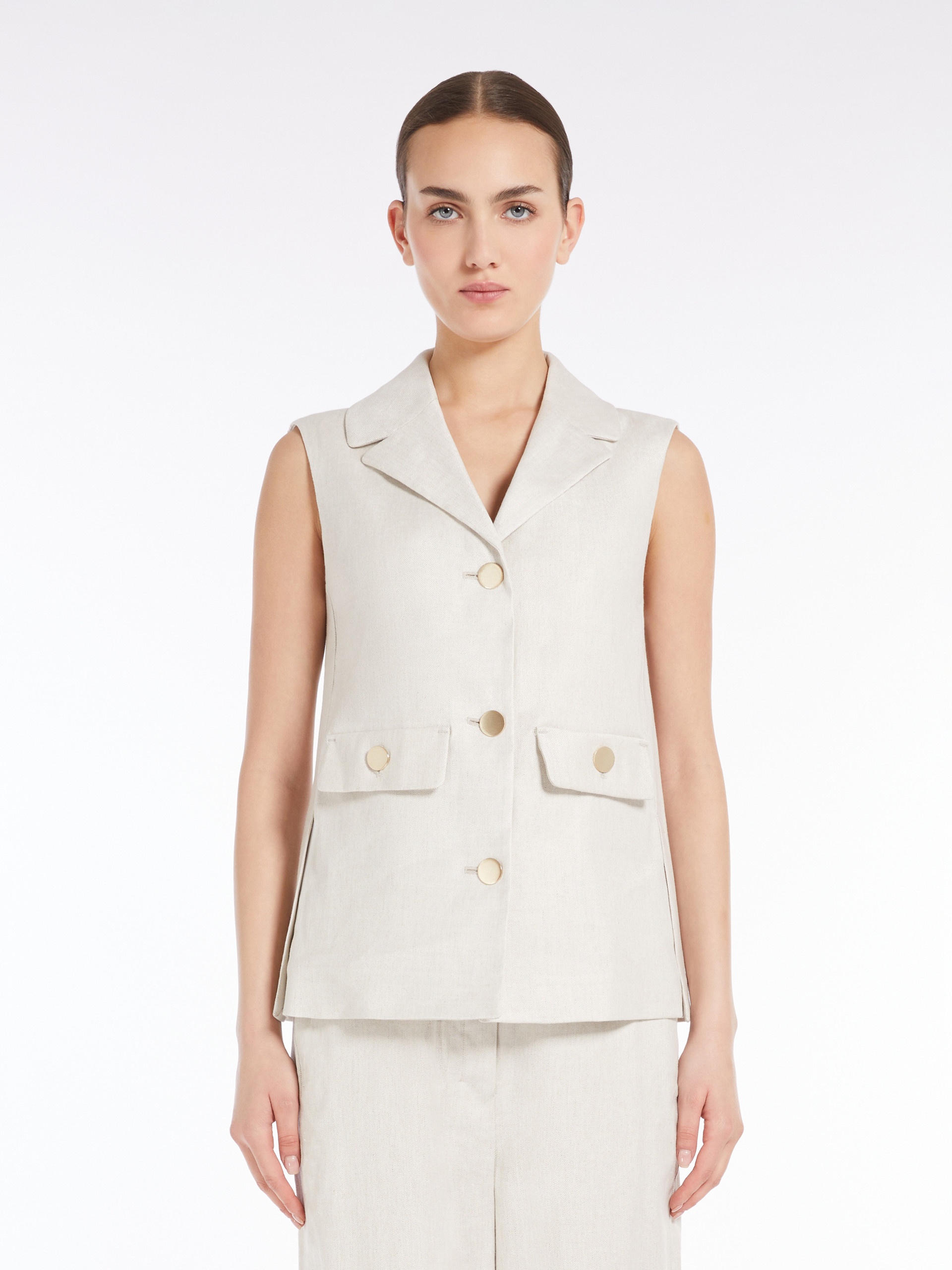 CAROLINE Stretch linen gilet jacket - 3