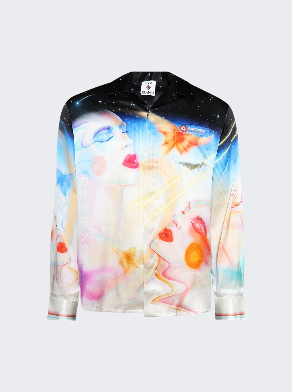Cuban Collar Long Sleeve Shirt Galactic Connection - 1