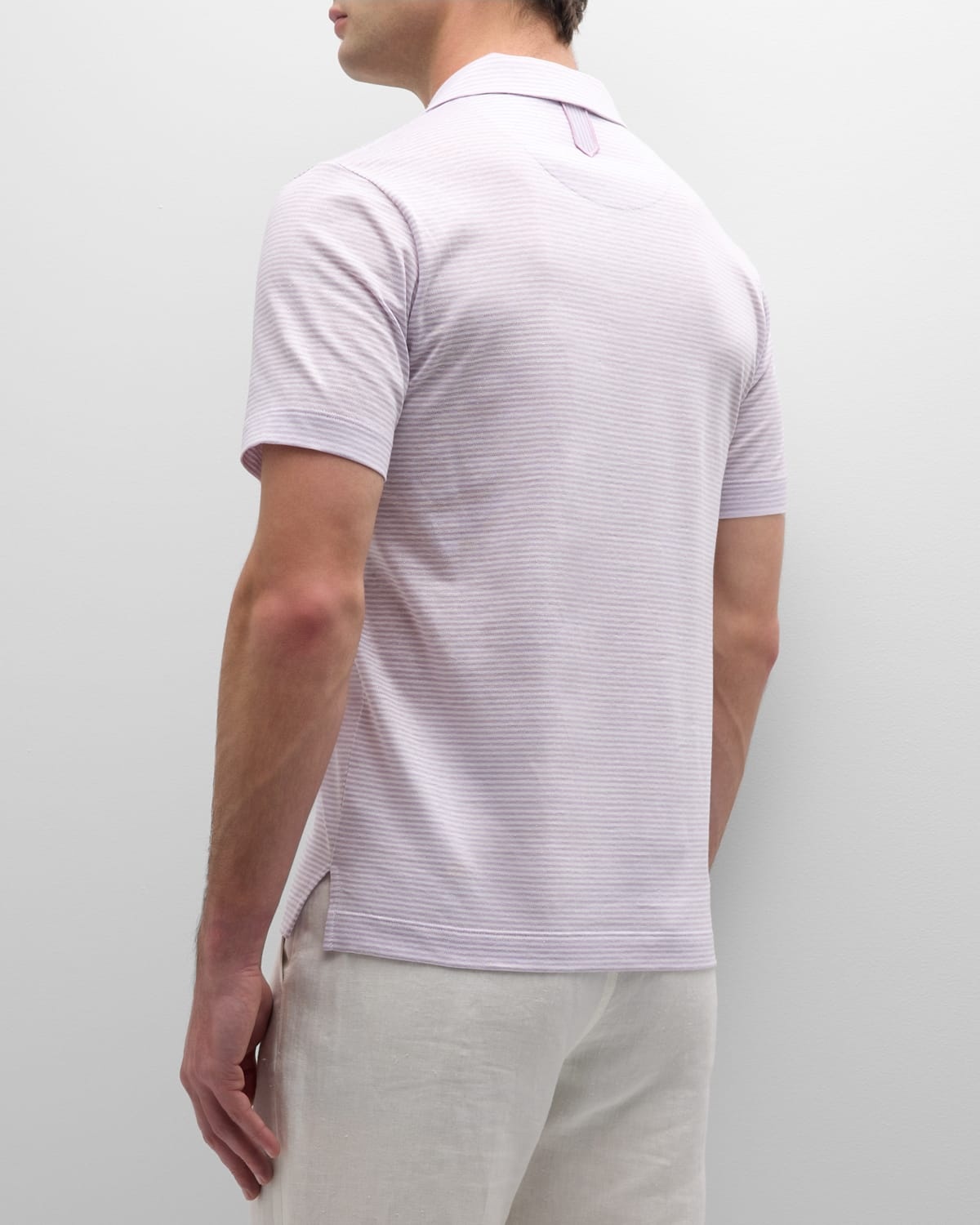 Men's Cotton-Linen Stripe Polo Shirt - 4