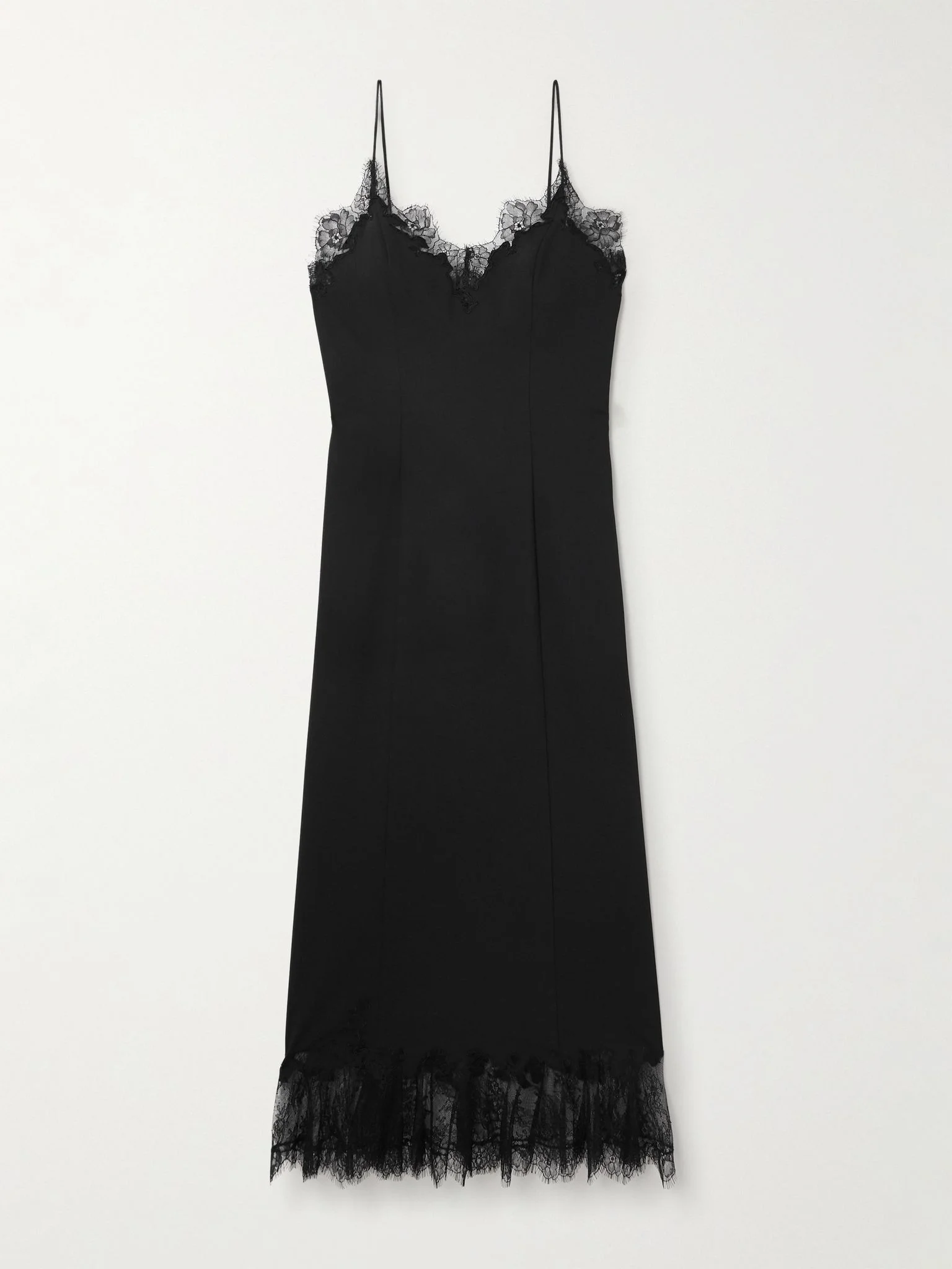 Nadia lace-trimmed satin midi dress Black - 1