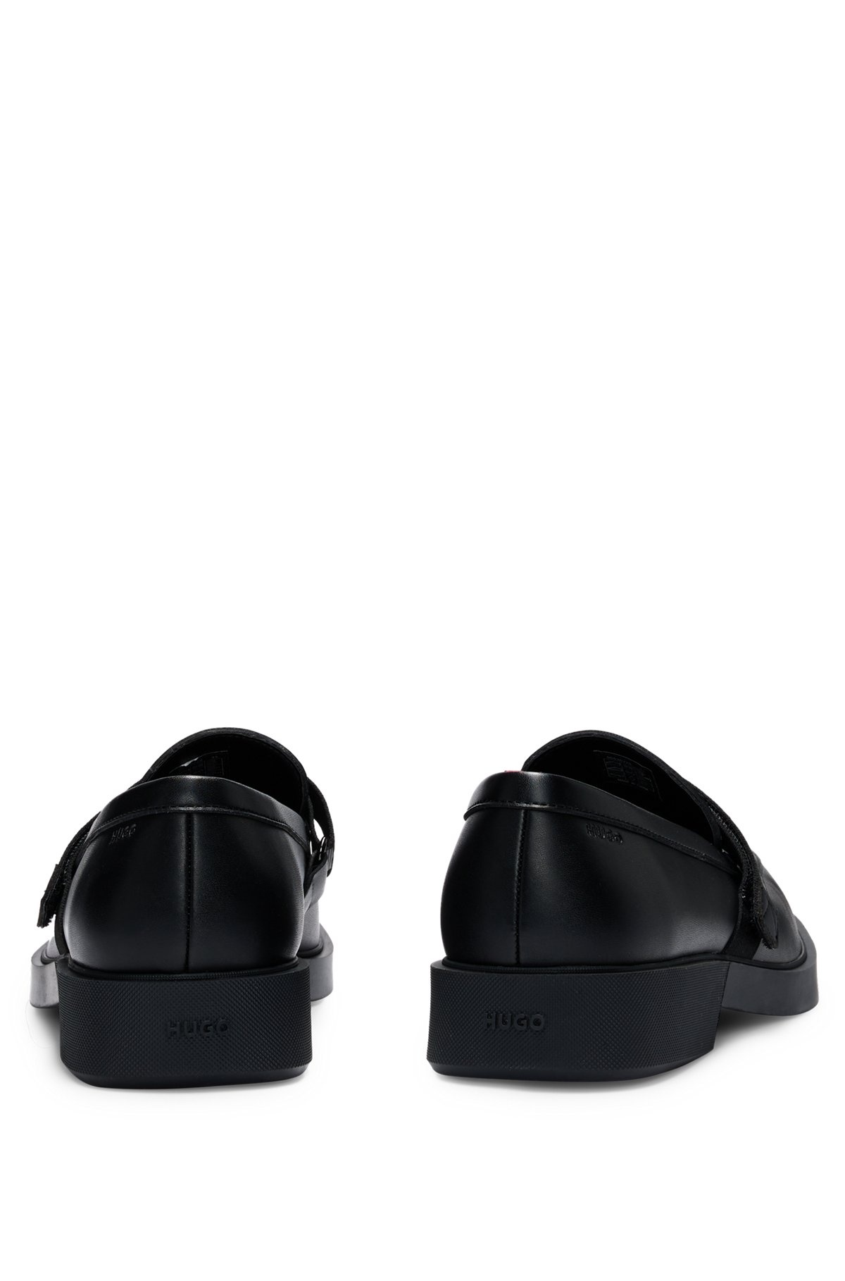 LEATHER LOAFERS WITH BRANDED RIPTAPE STRAP - 5