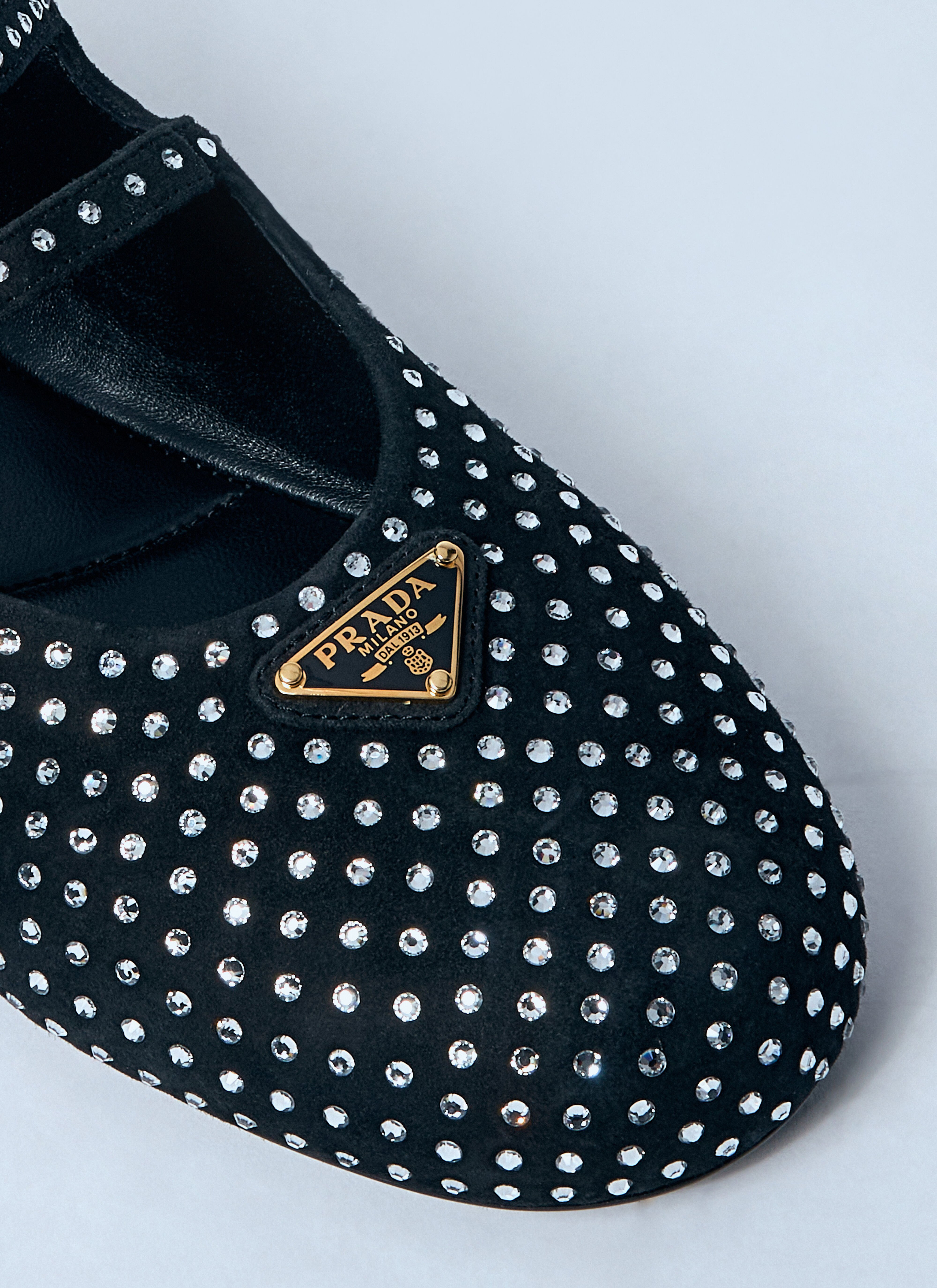 Crystal-Embellished Suede Ballerina Flats - 3