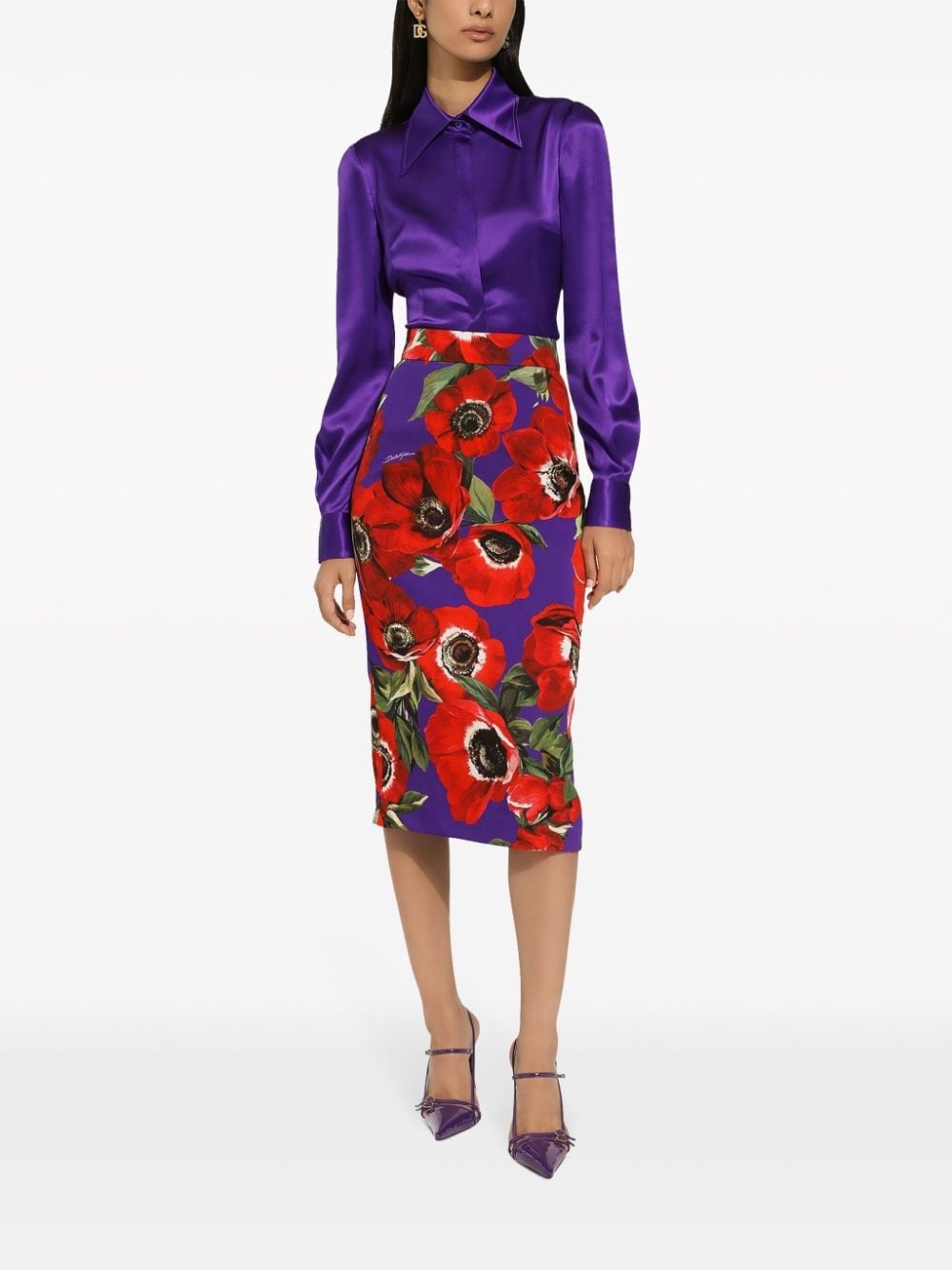 floral-print pencil skirt - 3