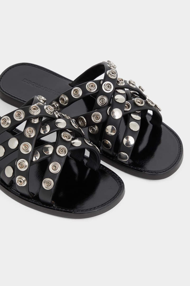 ALLOVER STUDS FLAT SANDALS - 4