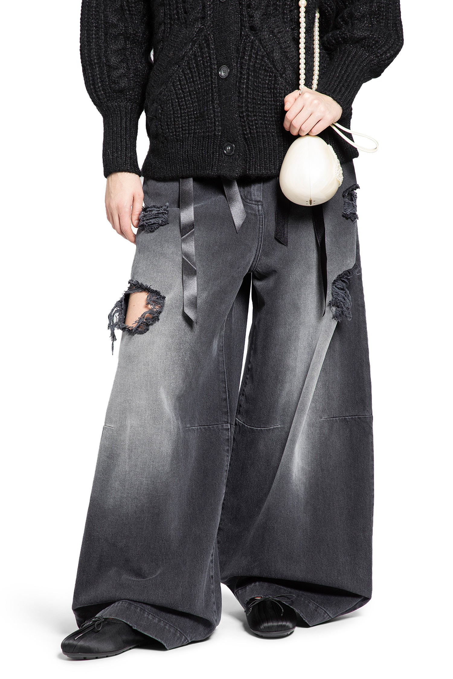 Distressed Wide Leg Puddle Jeans - 7