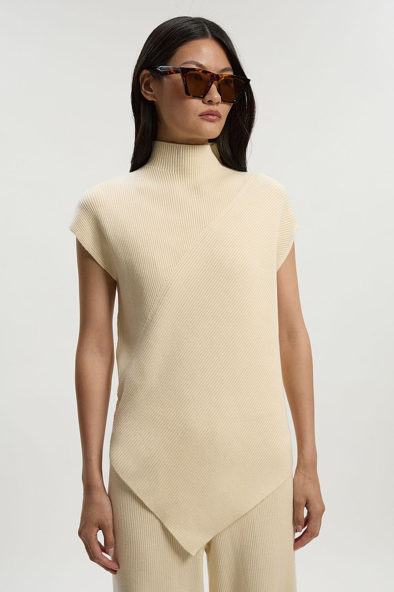 Soft Ribbed Asymmetric Hem Knitted Top 1