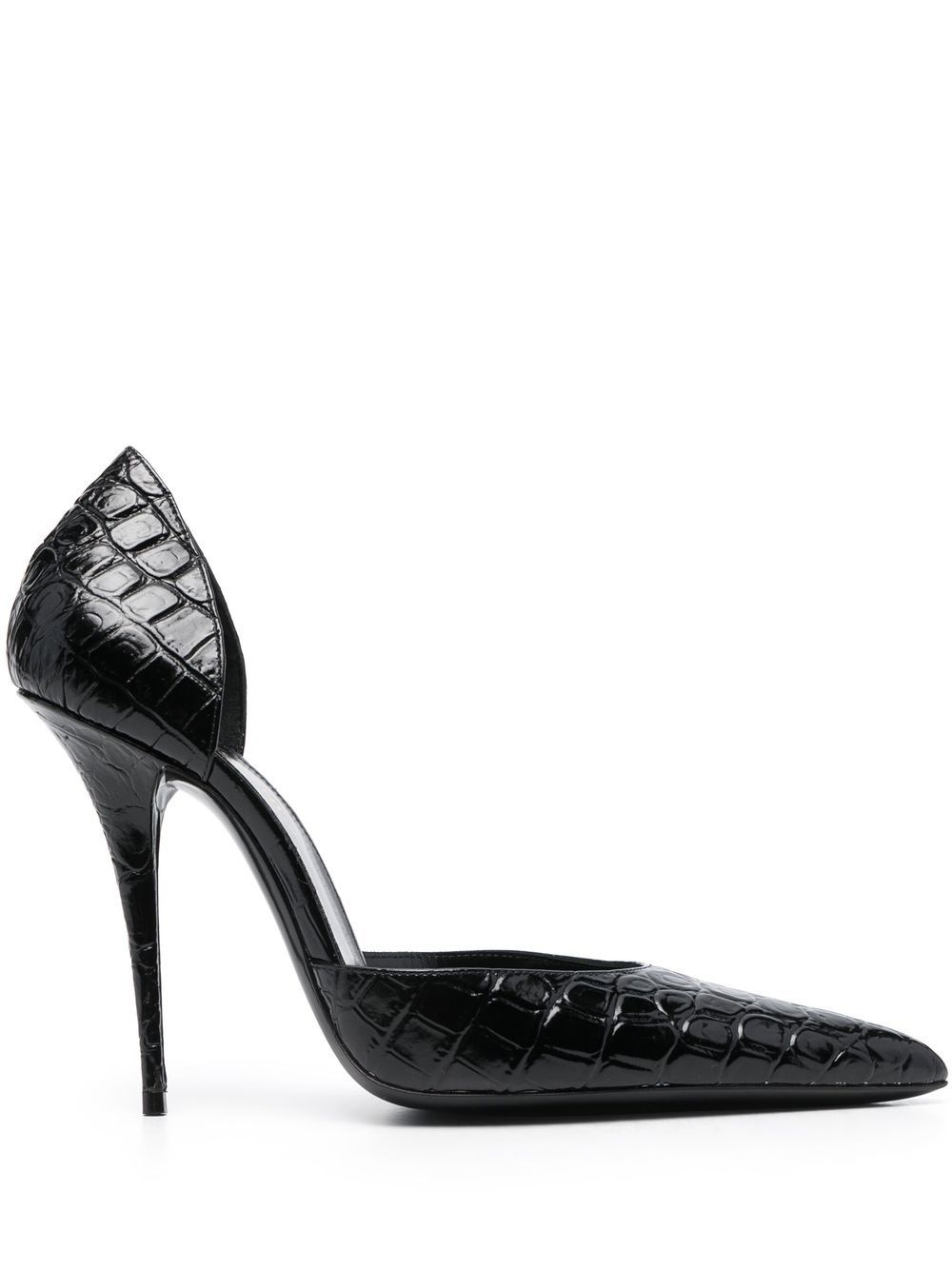 crocodile-effect stiletto pumps - 1