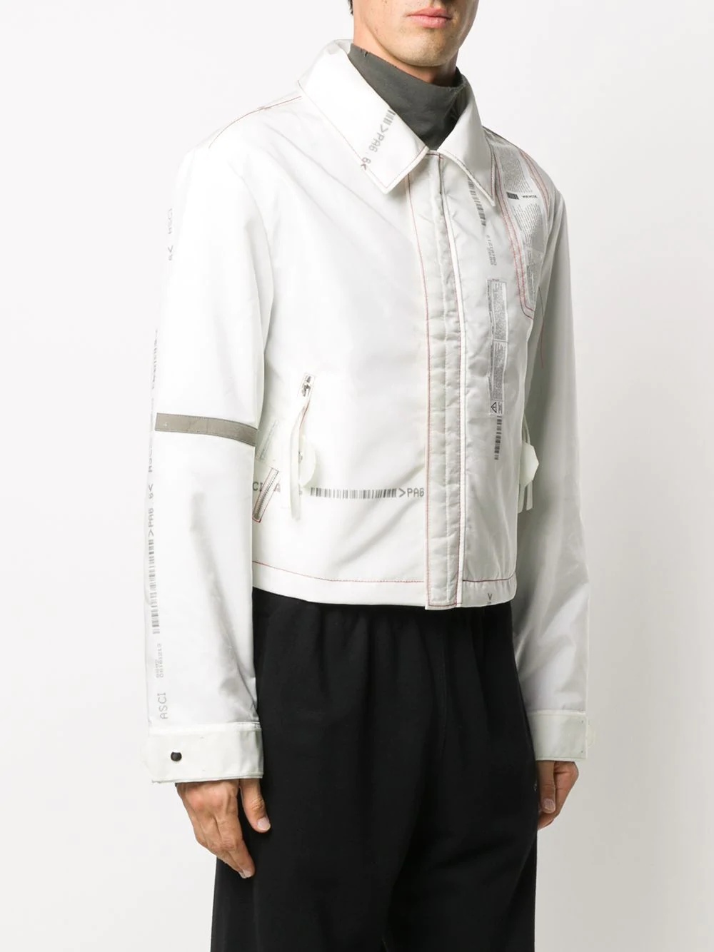 contrast stitching zip-up jacket - 3