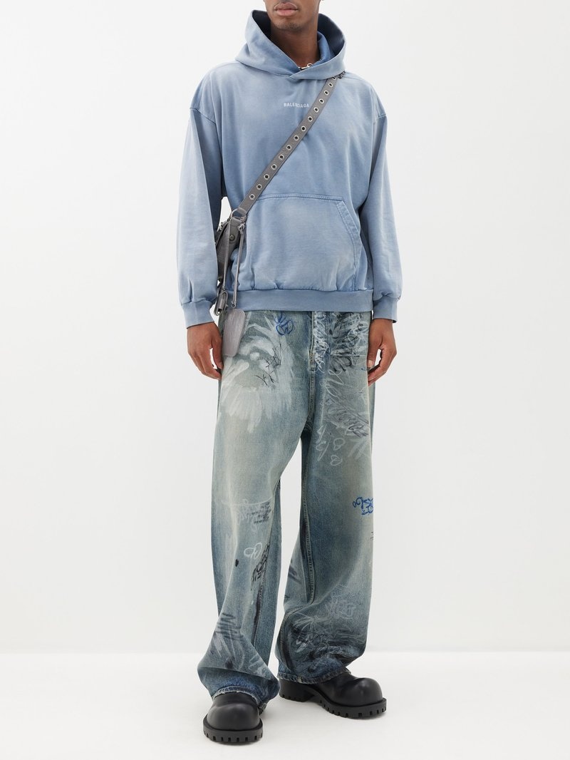 Super Destroyed Baggy Pants in Light Blue